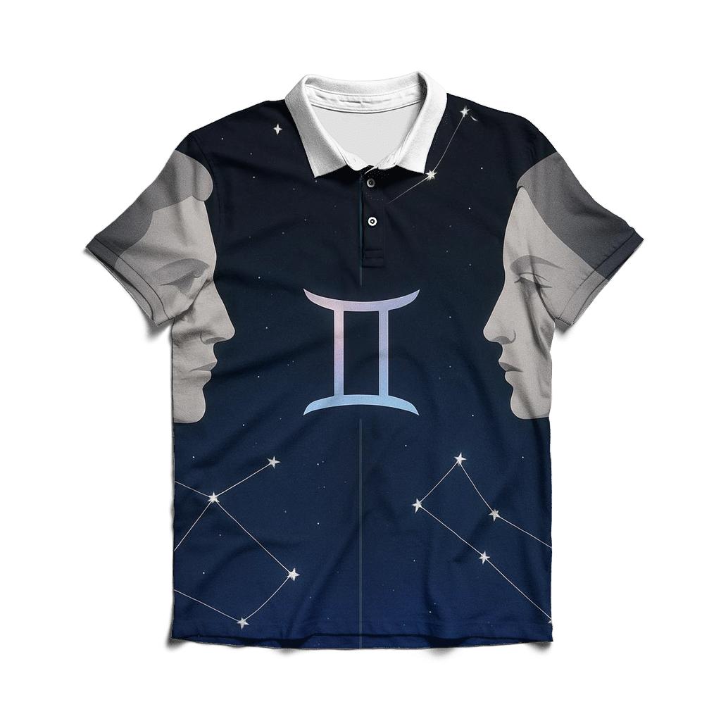 Gemini Twin Mirrors Star Map Diptych classic pique polos