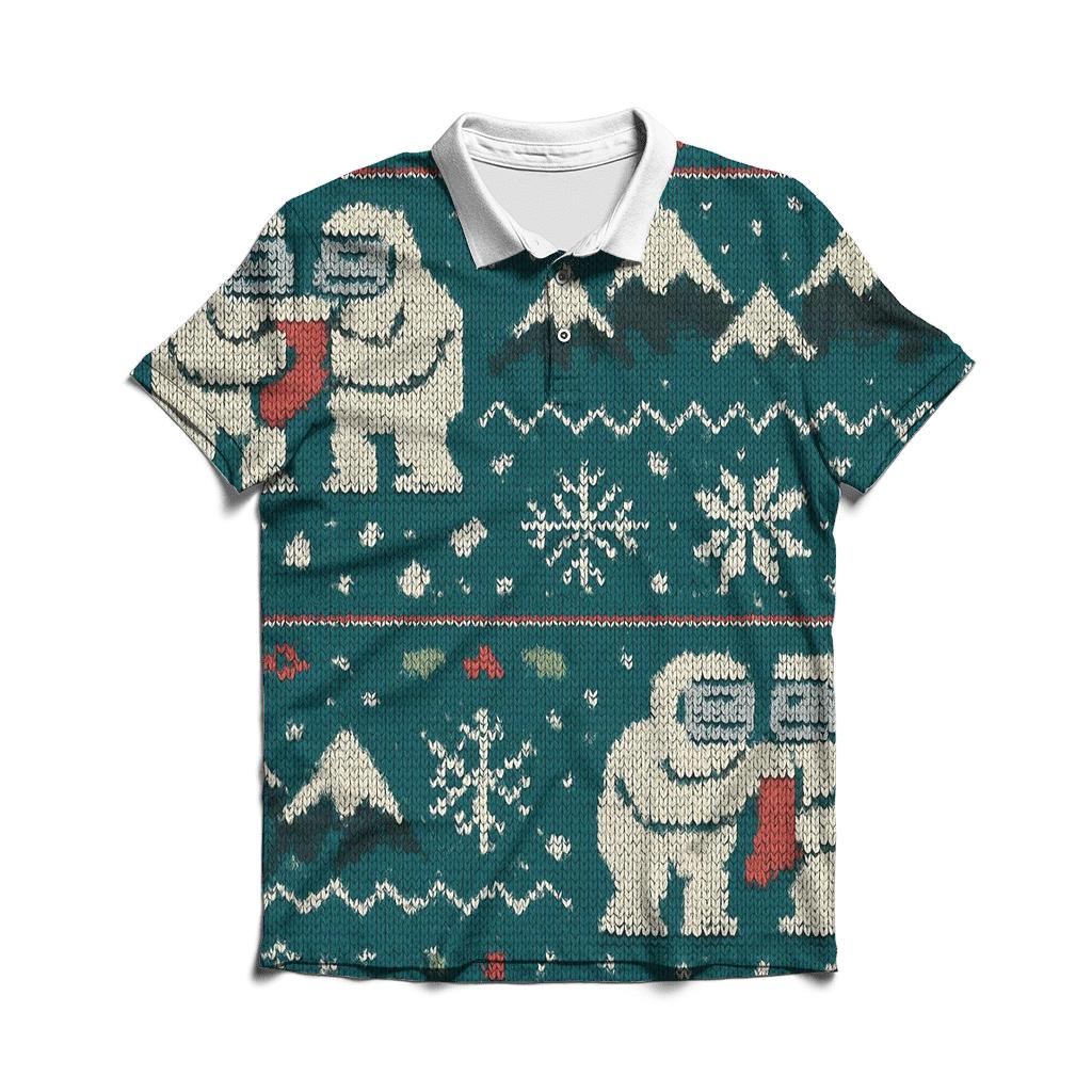 Holly Jolly Yeti Mountain Bands Design personalized polo shirts