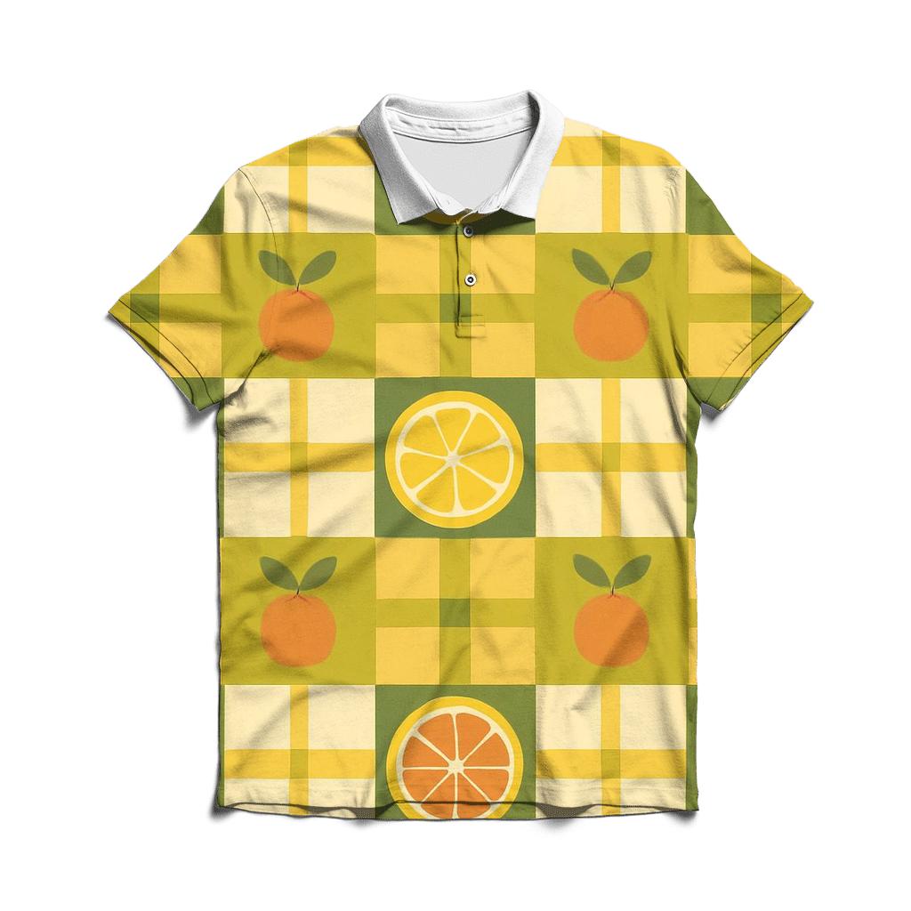 Retro Kitchen Citrus Plaid custom polo shirts