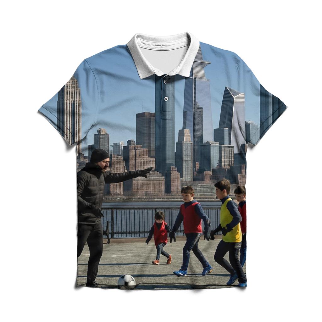 Clear Winter Noon From Hoboken With Riverfront Soccer Practice stylish collar polo tees