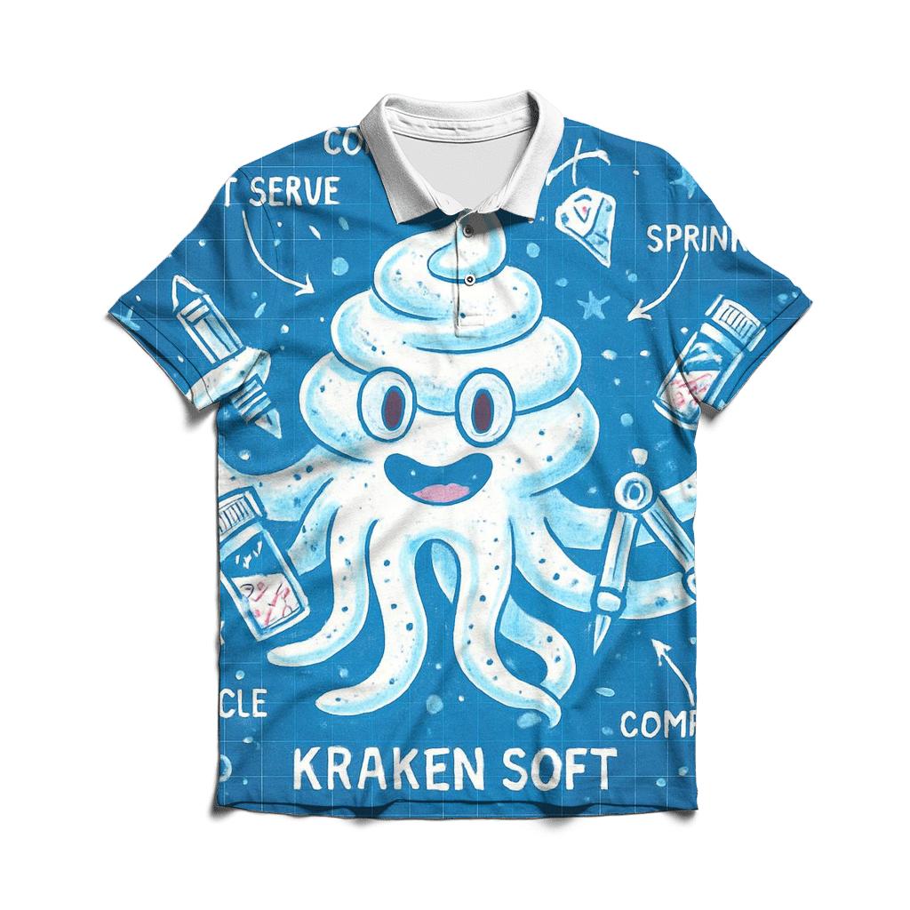 Ice Cream Kraken Blueprint embroidered polo tops