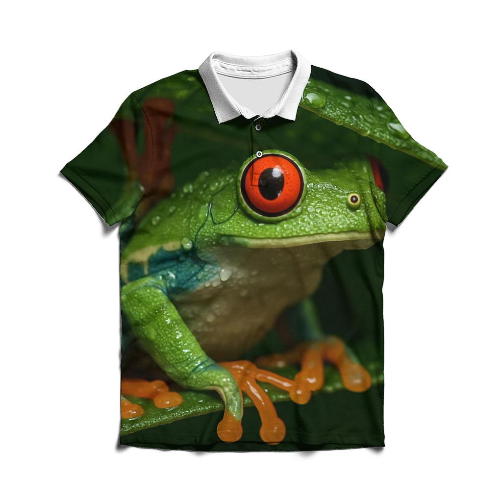 Rainforest Glide Red Eyed Tree Frog branded logo polo shirts