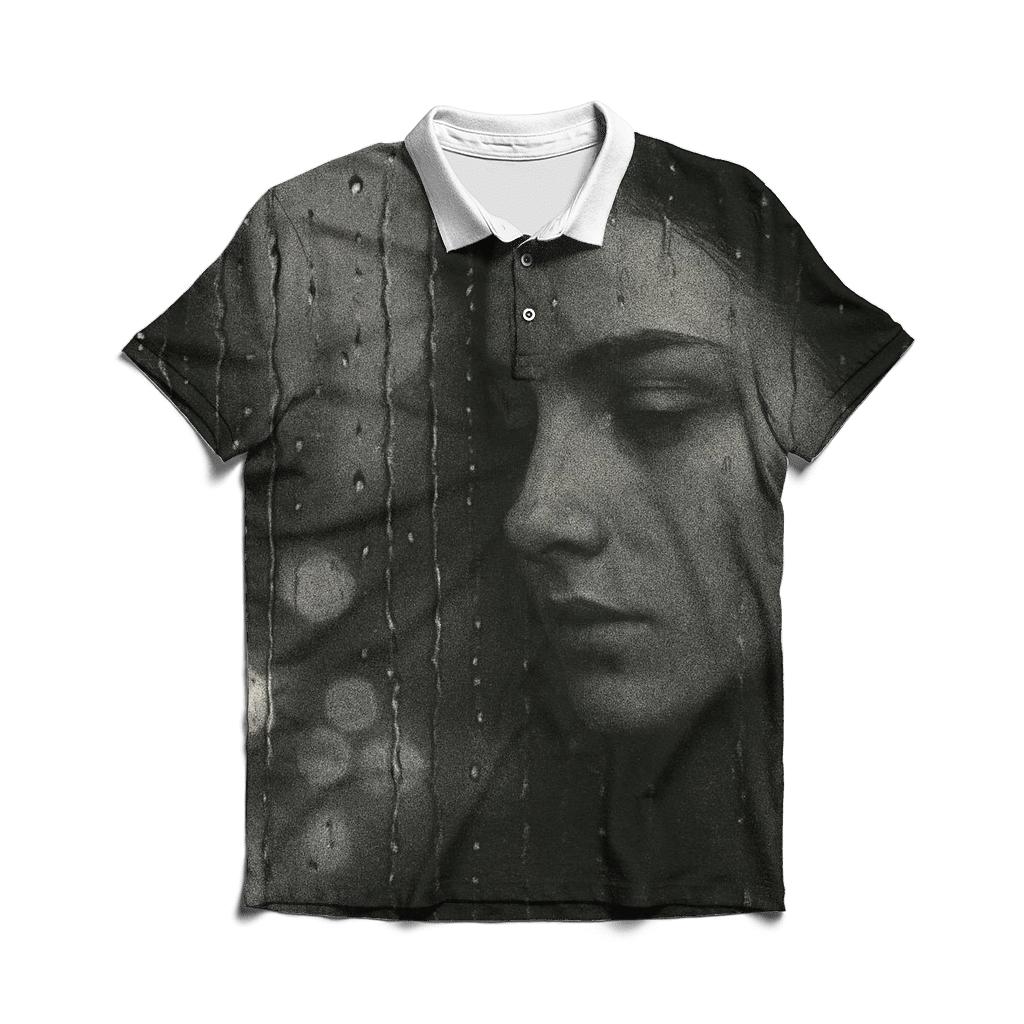 Monochrome Rainy Window Portrait personalized polo shirts
