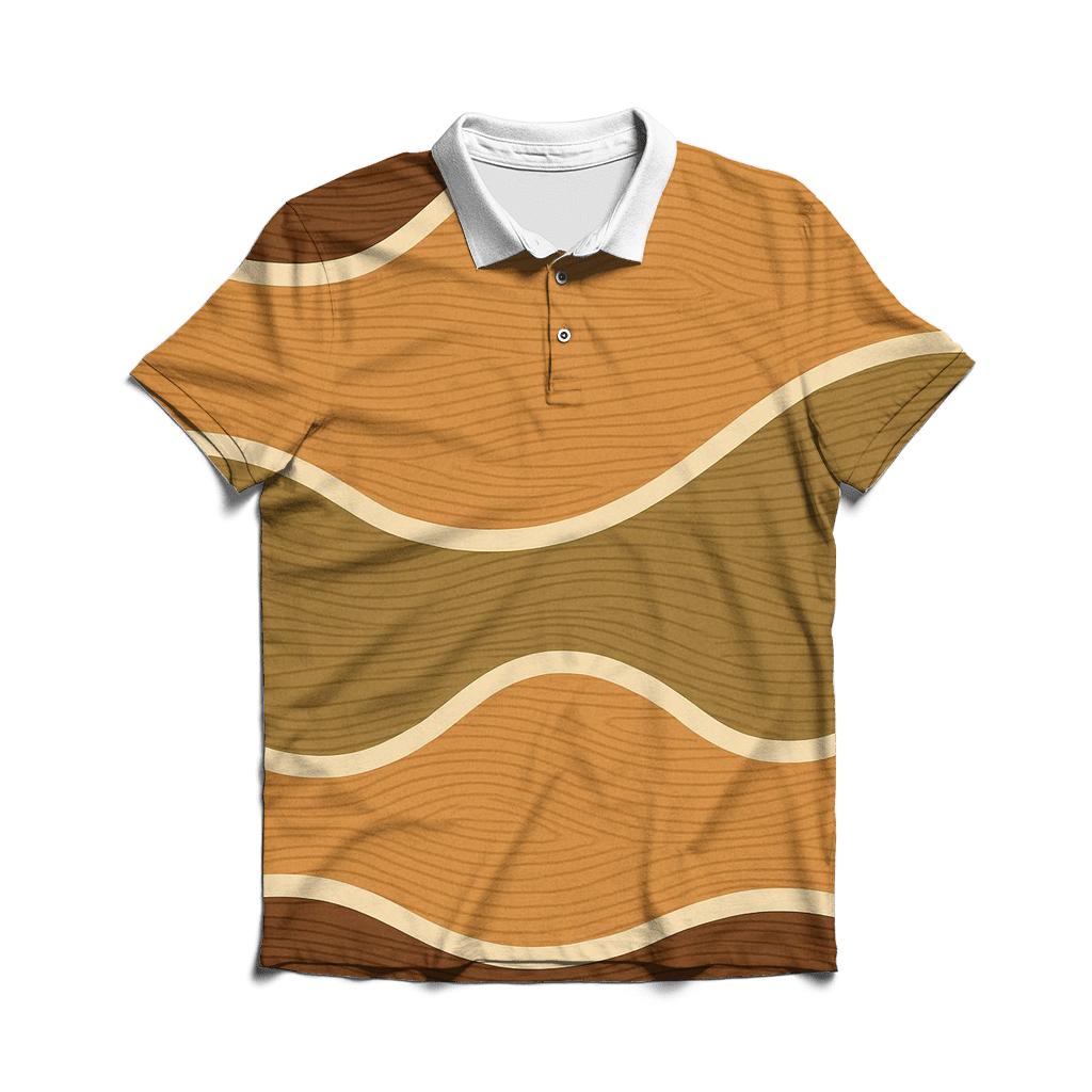 Woodgrain Geometry Wave Bands stylish collar polo tees