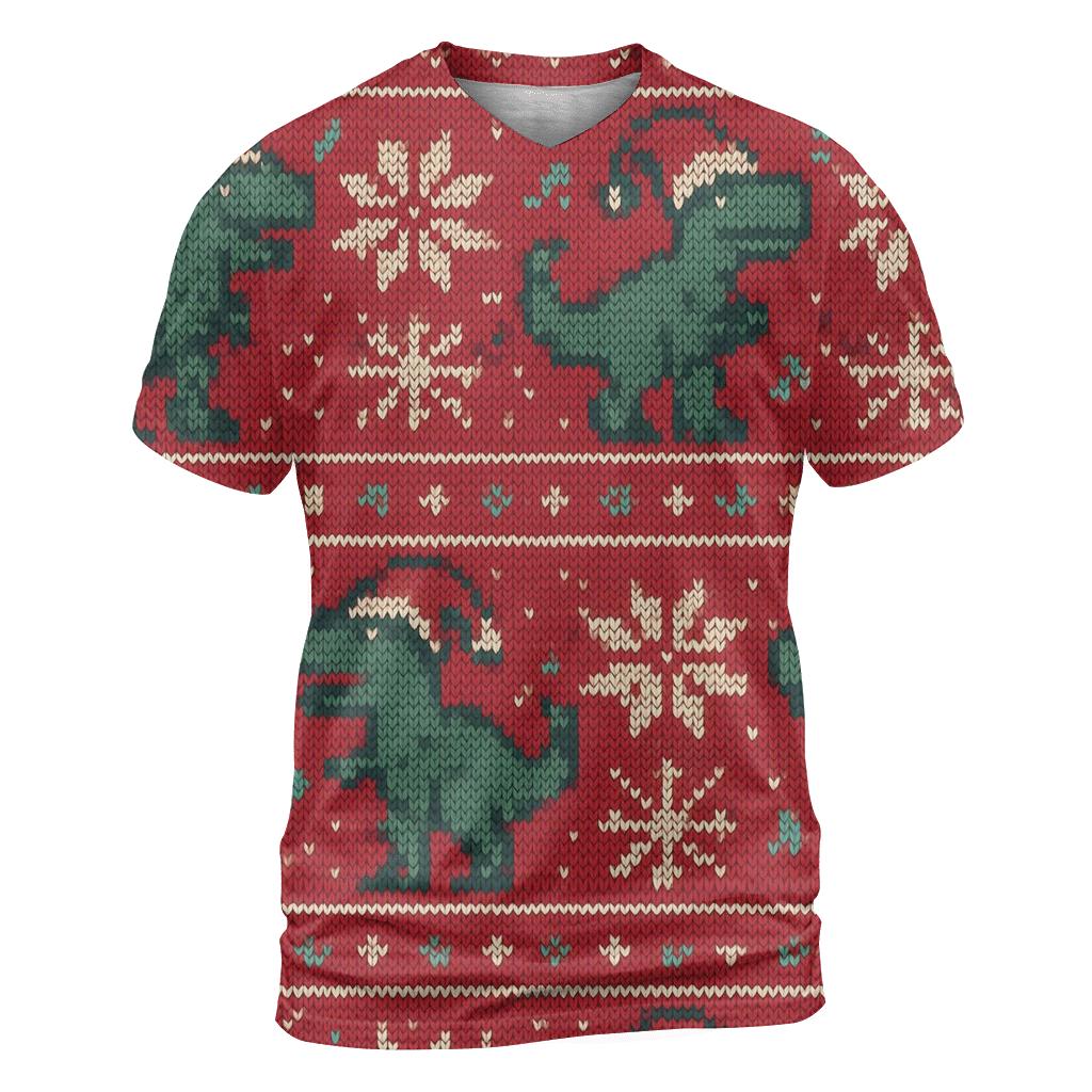 Frosty Sweater Dino Carol Design custom all-over print shirts