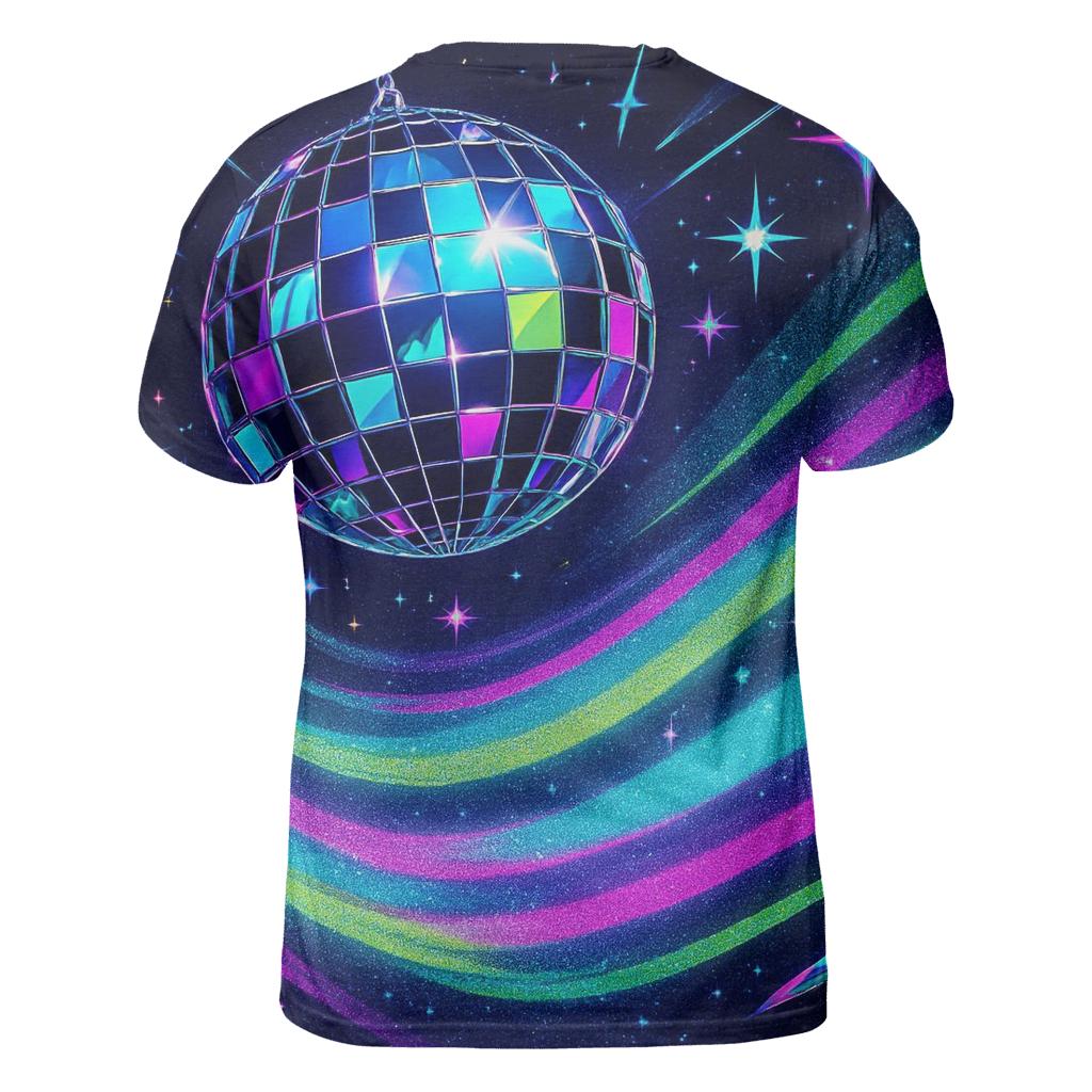 Neon Aurora Disco Prism vibrant all-over design tees