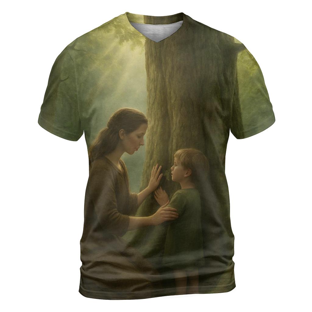 The Rooted Promise A Mother Who Holds The Family Tree Upright designer pattern shirts