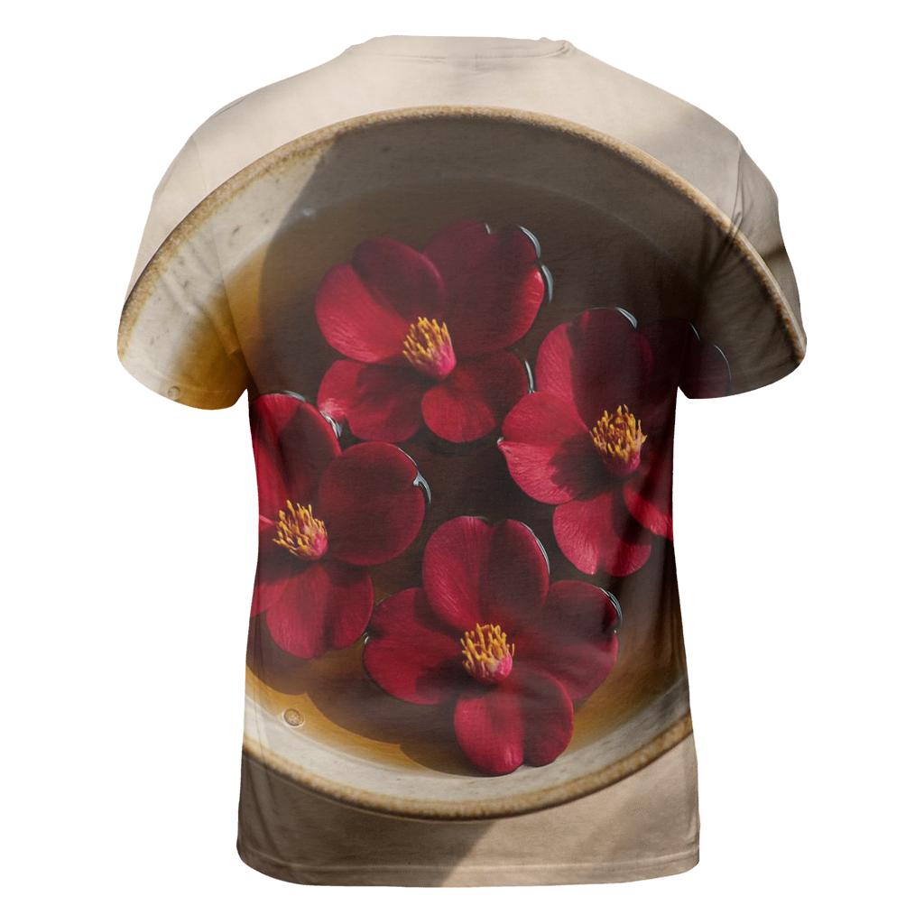 Camellia Petals Floating In A Cold Tea Bowl designer pattern shirts