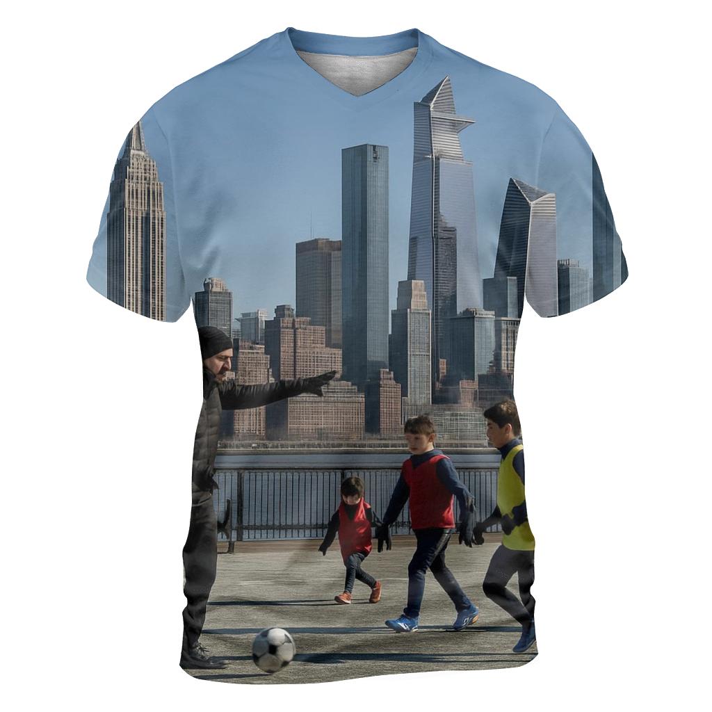 Clear Winter Noon From Hoboken With Riverfront Soccer Practice artistic all-over print tops