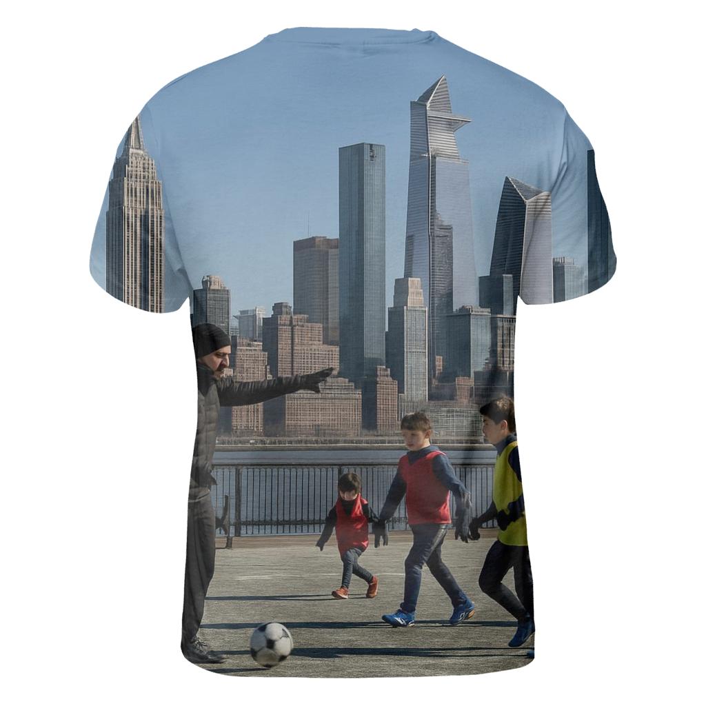 Clear Winter Noon From Hoboken With Riverfront Soccer Practice artistic all-over print tops