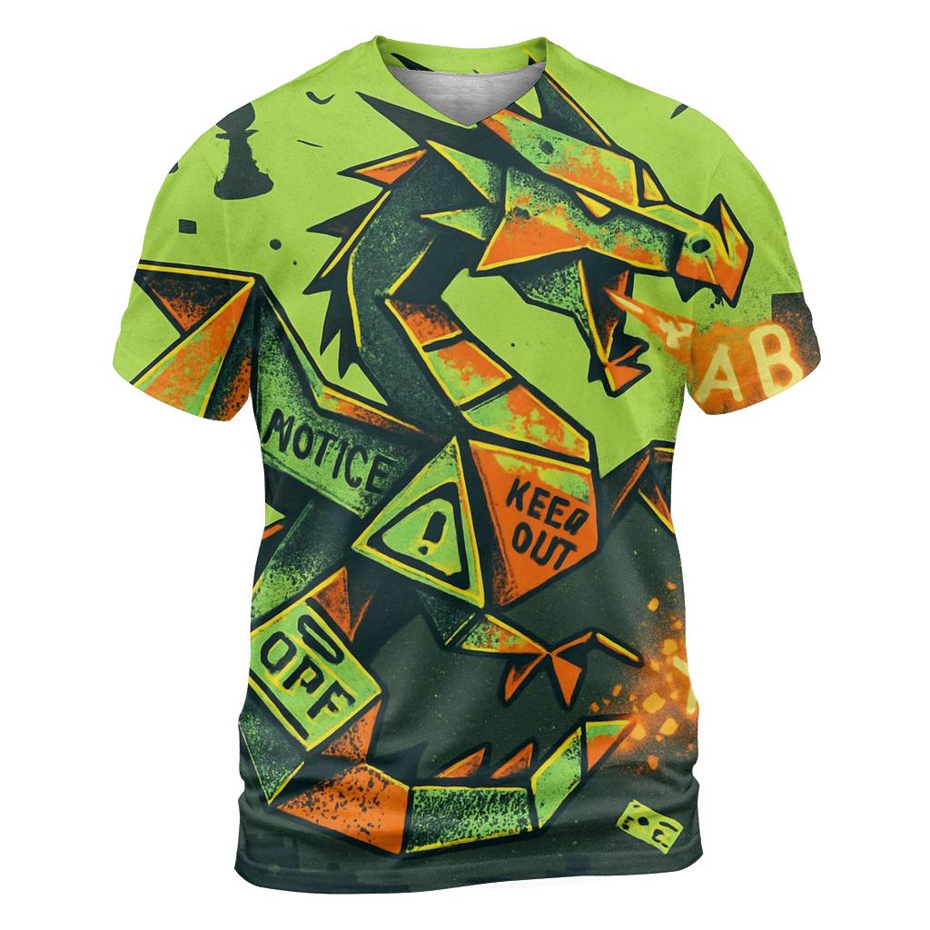 Origami Dragon Of Street Signs vibrant all-over design tees
