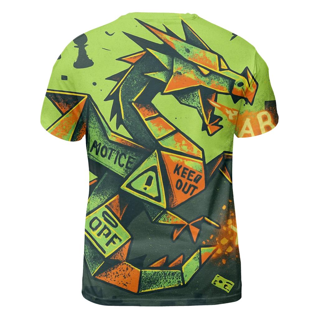 Origami Dragon Of Street Signs vibrant all-over design tees