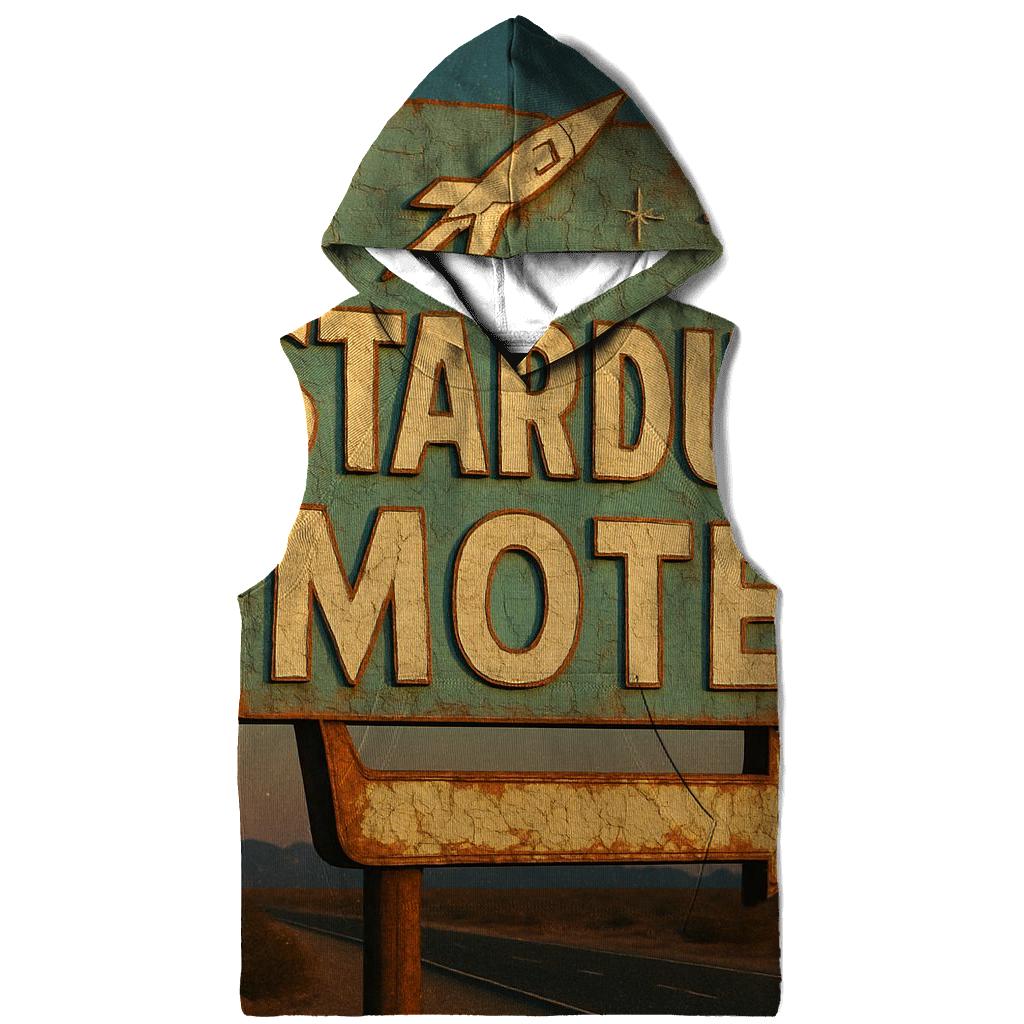 Weathered Space Age Motel Sign embroidered hoodies