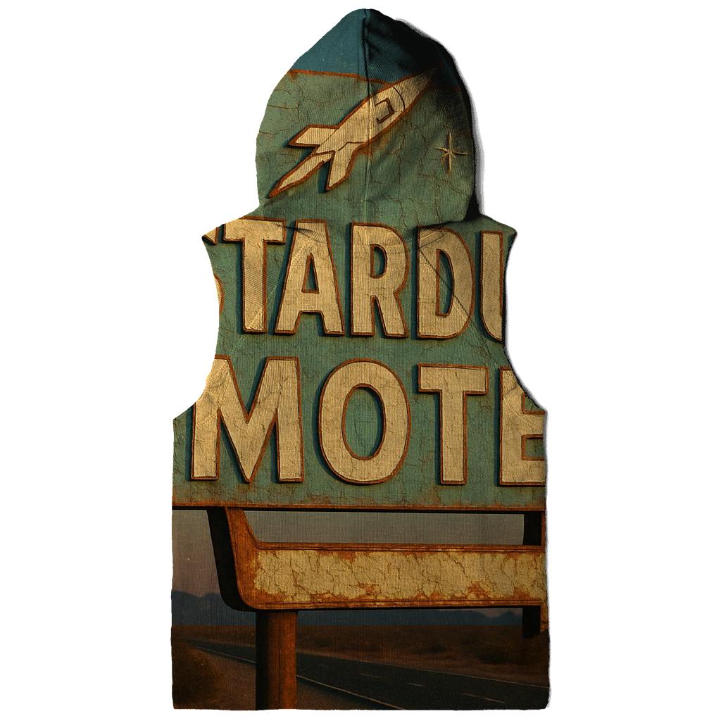 Weathered Space Age Motel Sign embroidered hoodies