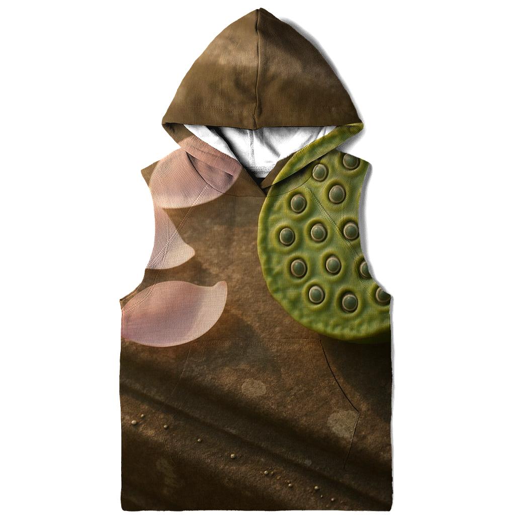 Lotus Seedpod And Fallen Petals On Temple Stone designer hoodies
