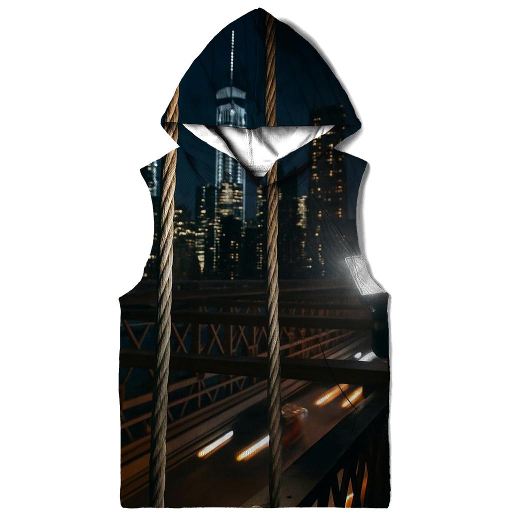 Night Maintenance Lights On The Brooklyn Bridge Cables With Downtown Beyond hoodie designs