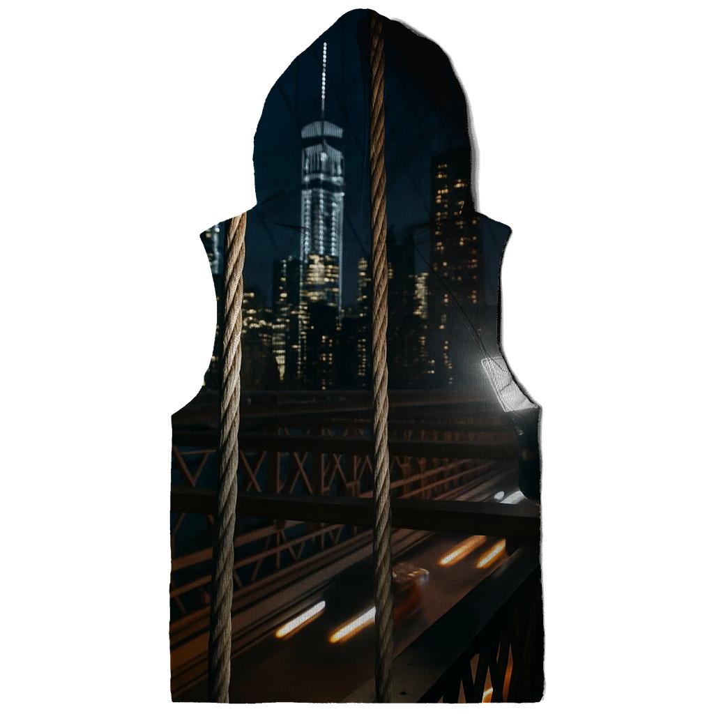 Night Maintenance Lights On The Brooklyn Bridge Cables With Downtown Beyond hoodie designs