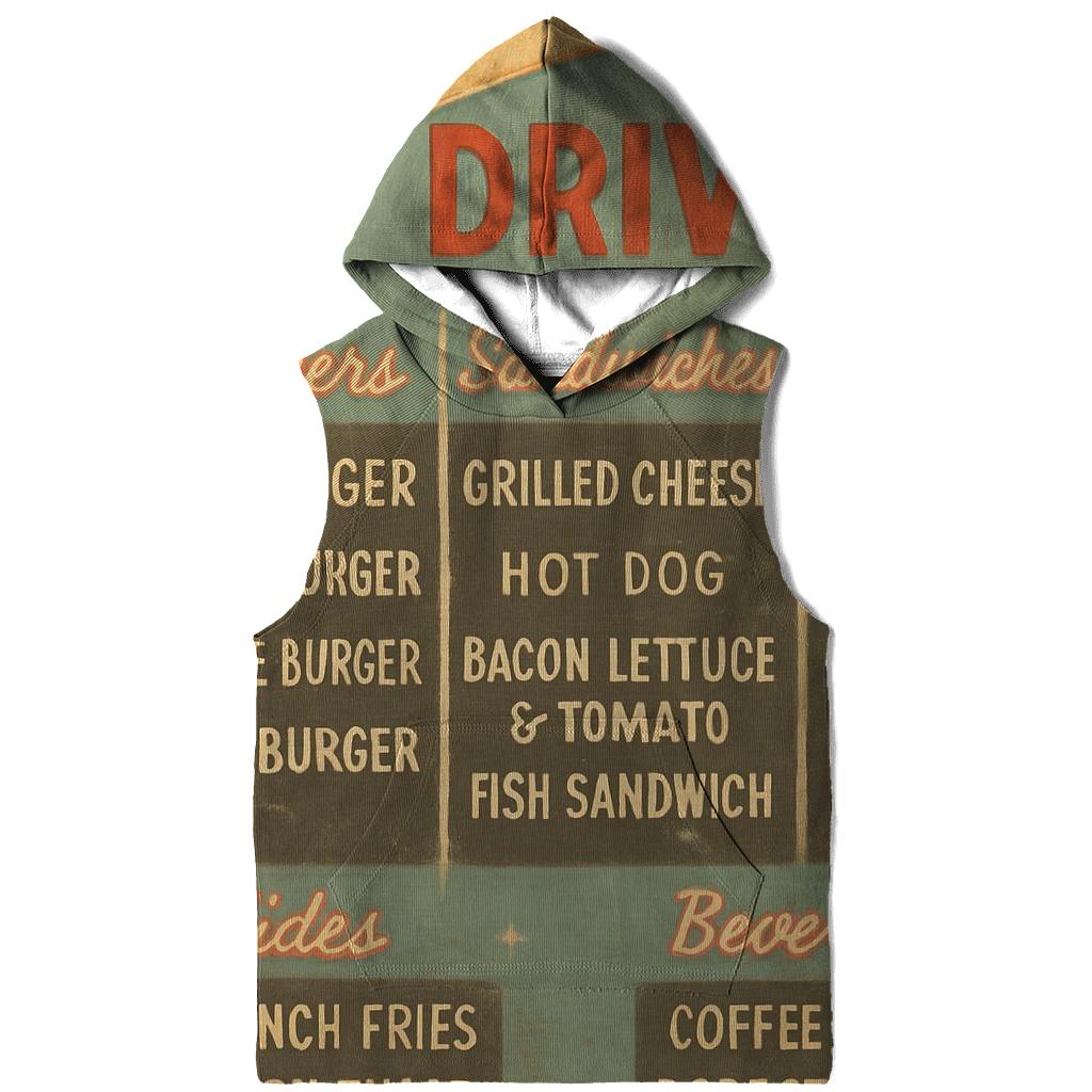 Retro 1960s Comet Drive In Menu Board embroidered hoodies