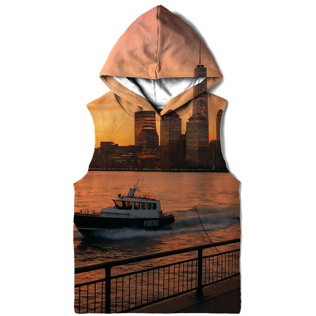 Sunset From The Battery With Harbor Pilots Crossing The Frame pullover hoodies