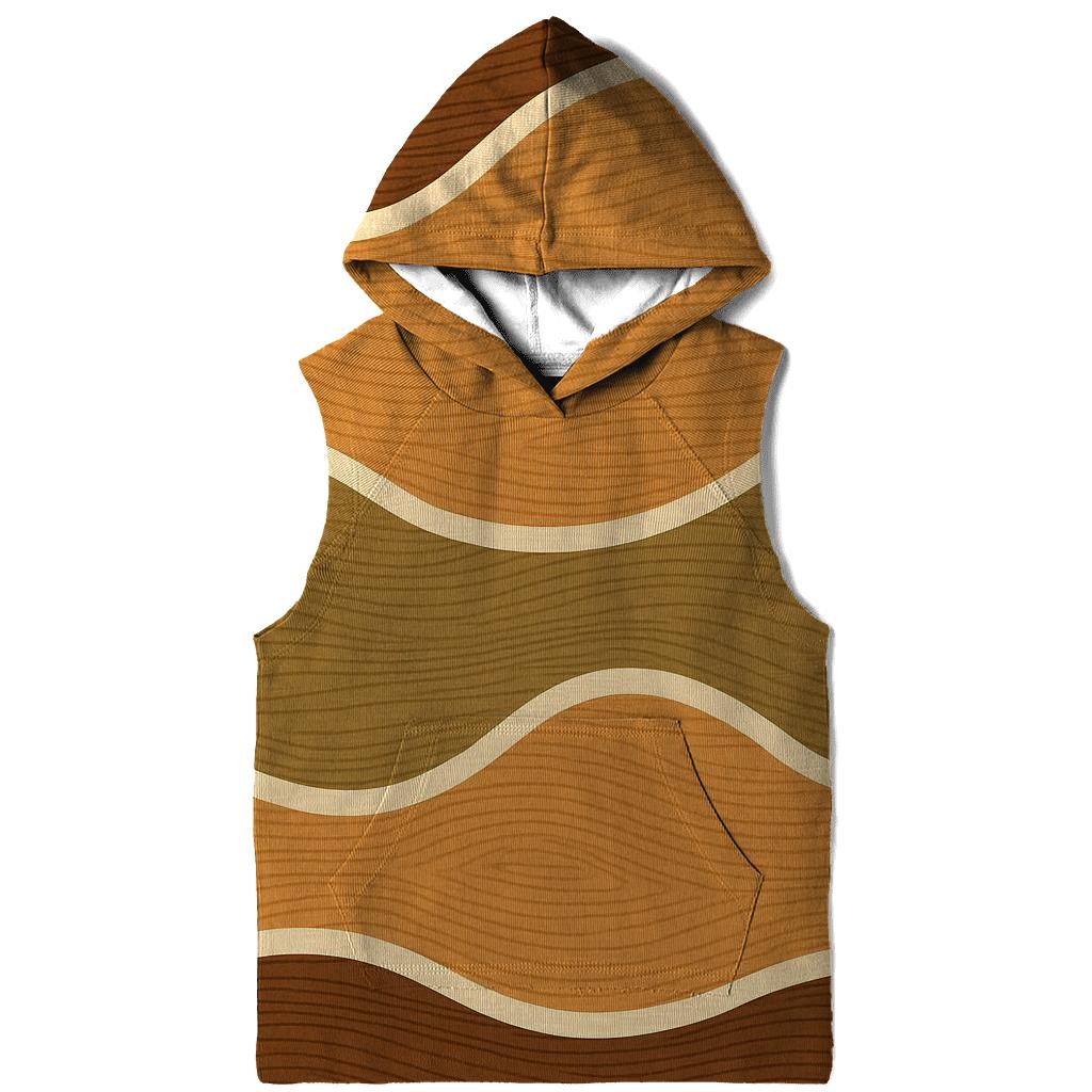 Woodgrain Geometry Wave Bands lightweight hoodies