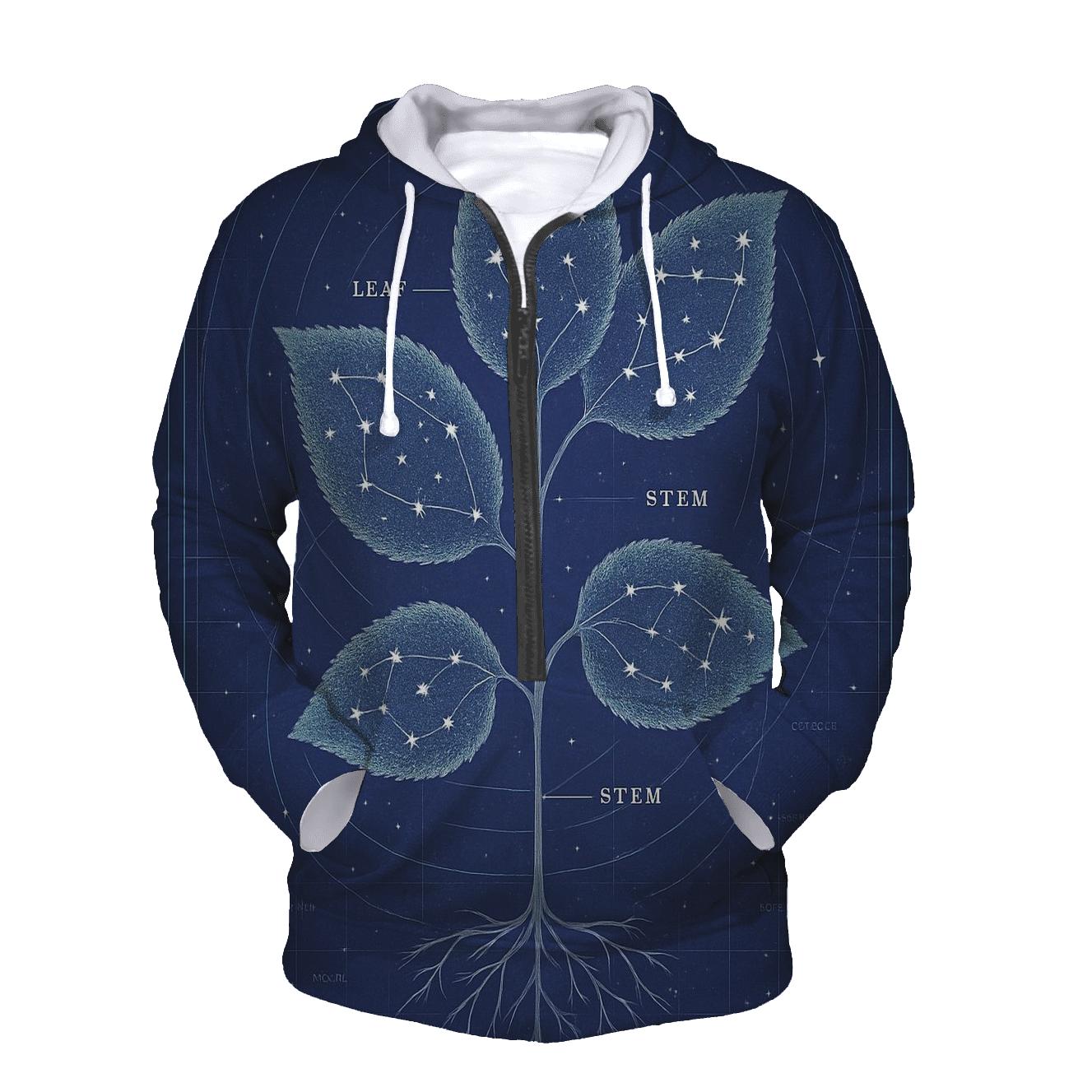 Cosmic Botanical Blueprint embroidered hoodies