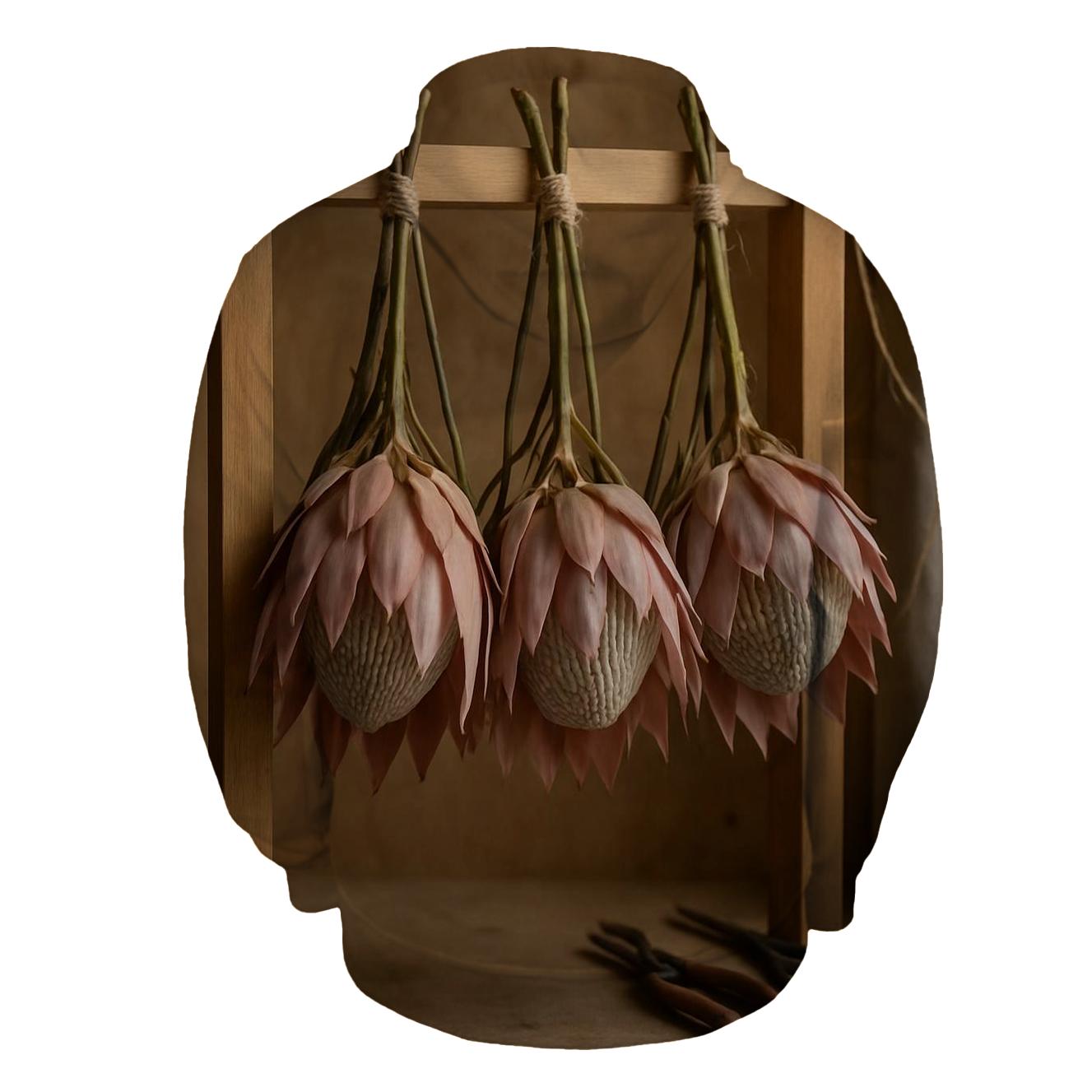 Protea Drying Rack In A Floristry Workshop custom hoodies