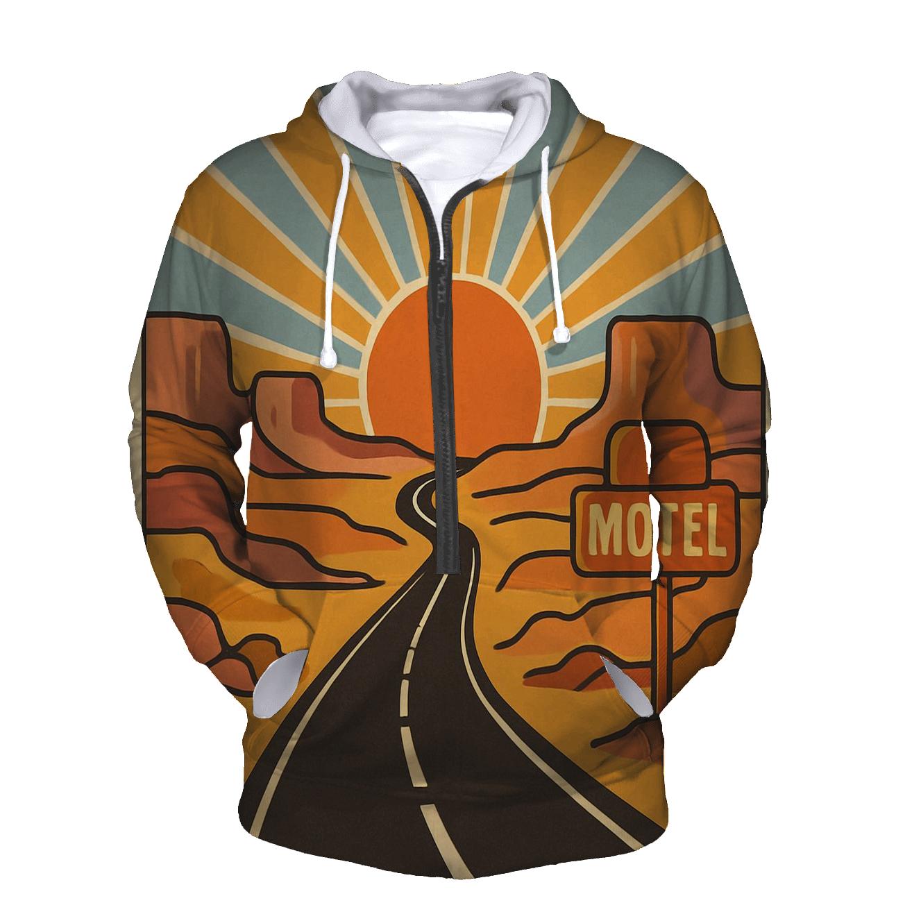 Desert Highway Sunburst Map lightweight hoodies