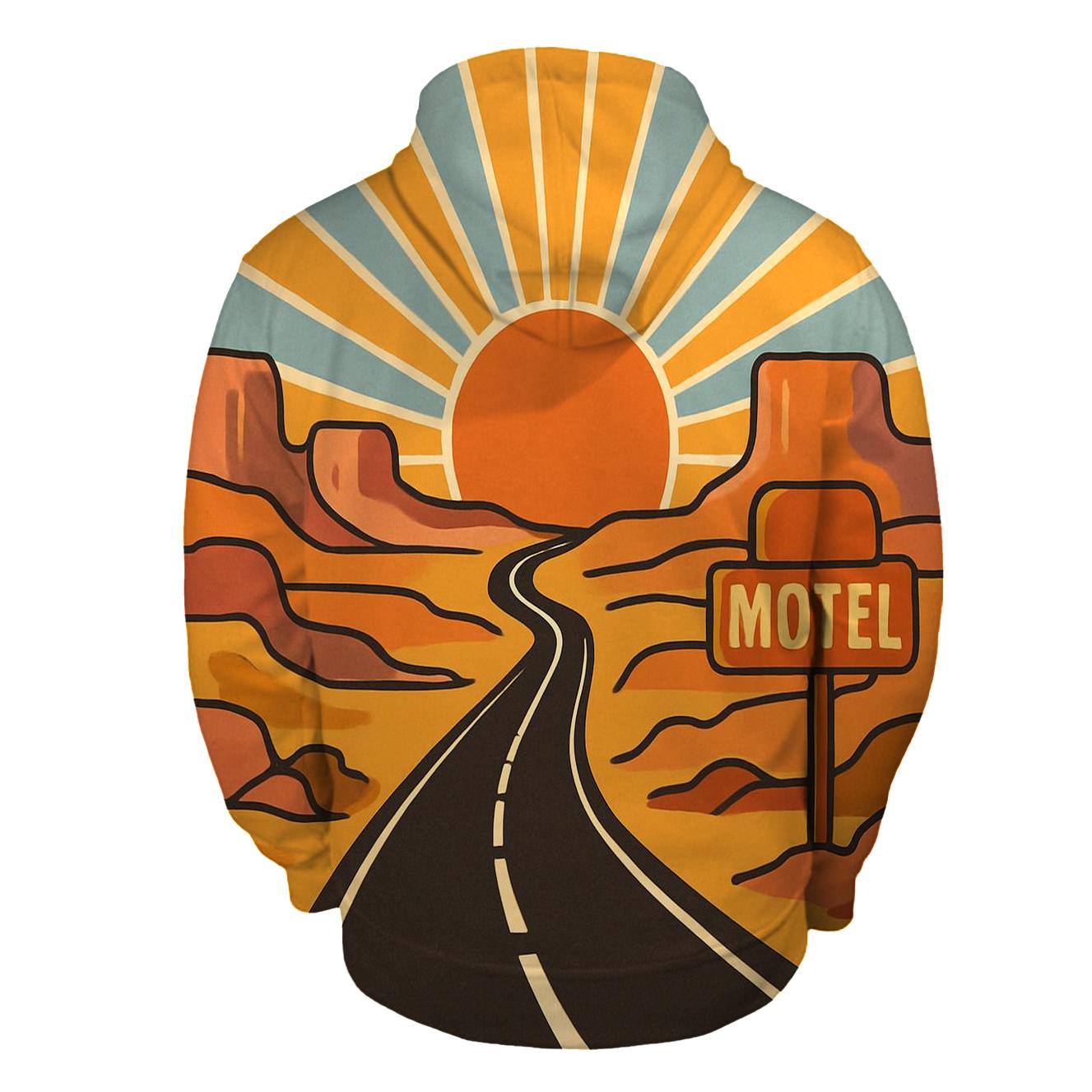 Desert Highway Sunburst Map lightweight hoodies