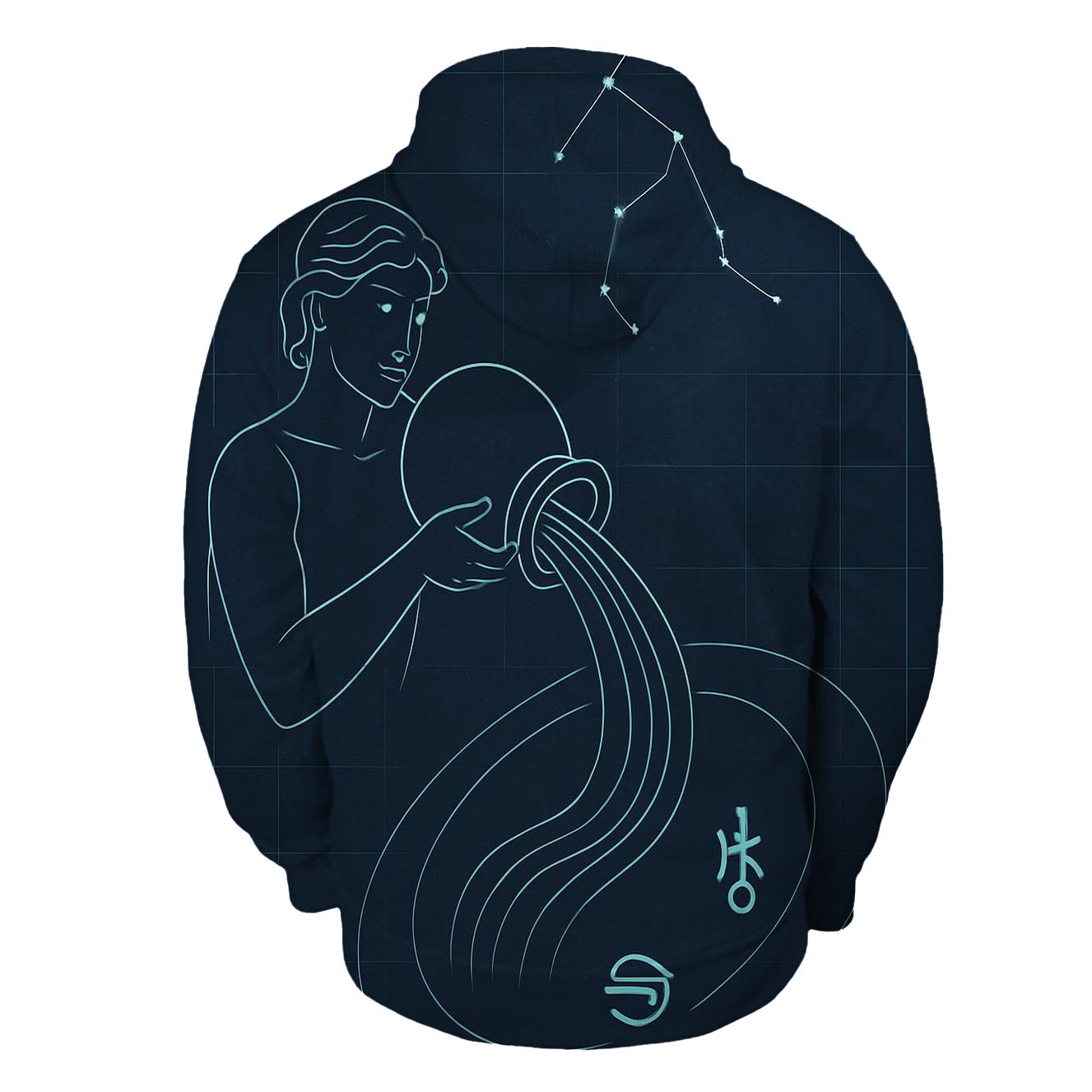 Aquarius Water Bearer Orbit Blueprint heavyweight hoodies