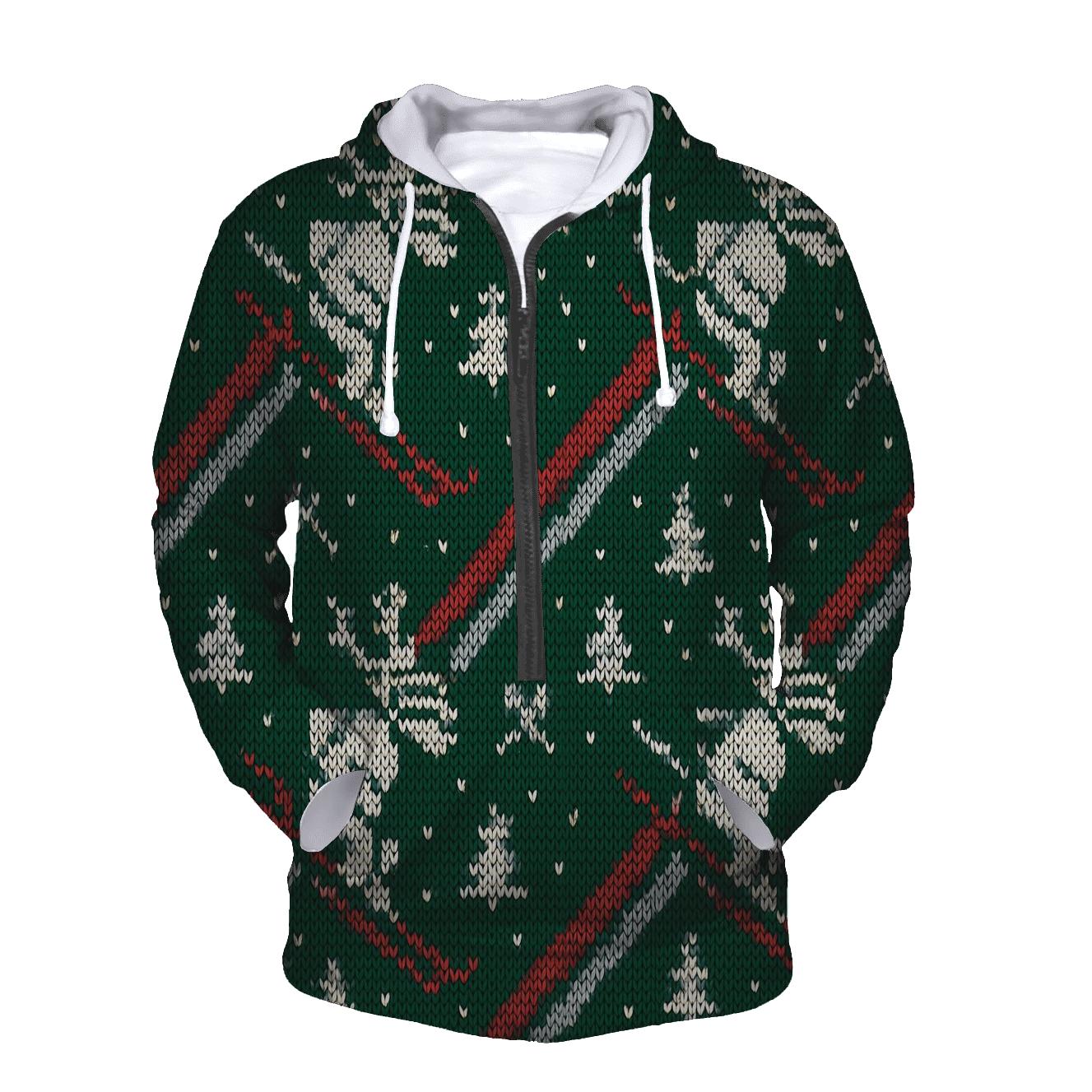 Reindeer Ski Slope Stripe Design zip-up hoodies