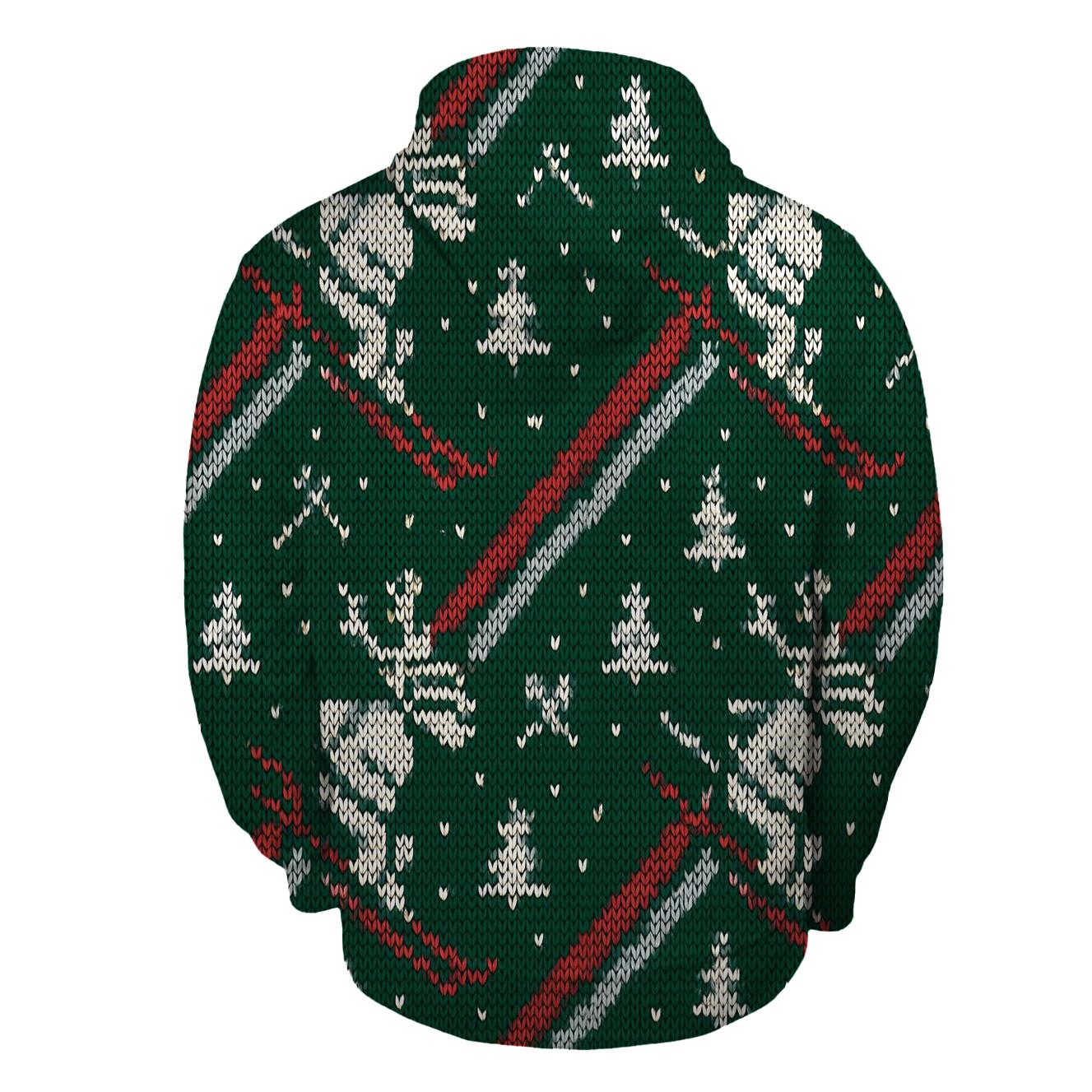 Reindeer Ski Slope Stripe Design zip-up hoodies
