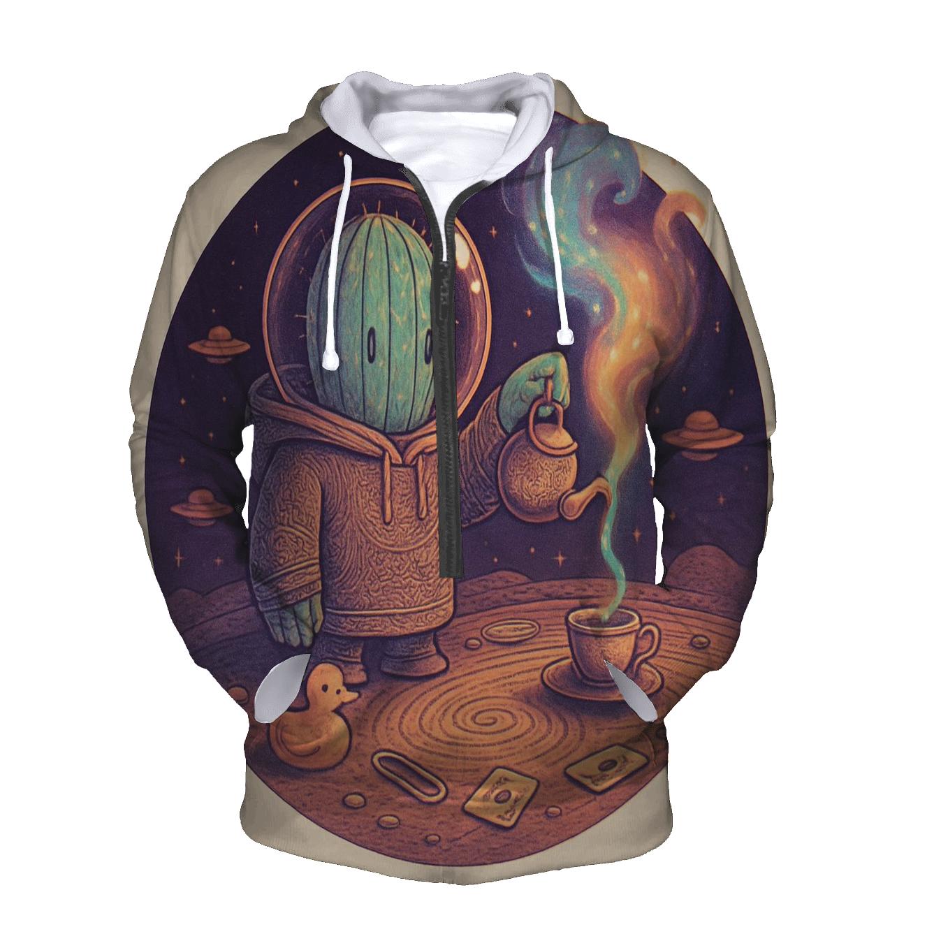 Cactus Astronaut Tea Ceremony premium hoodies