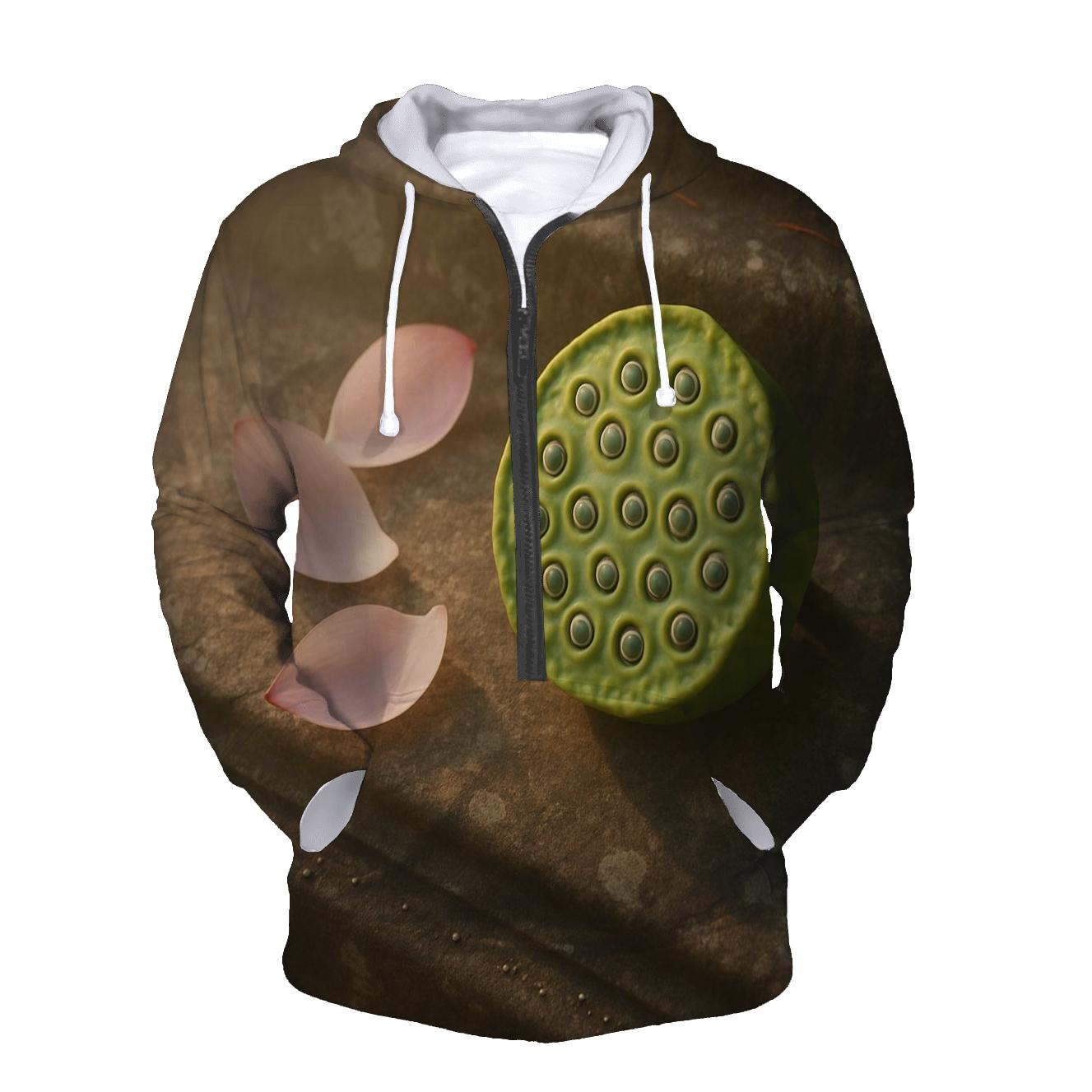 Lotus Seedpod And Fallen Petals On Temple Stone custom hoodies