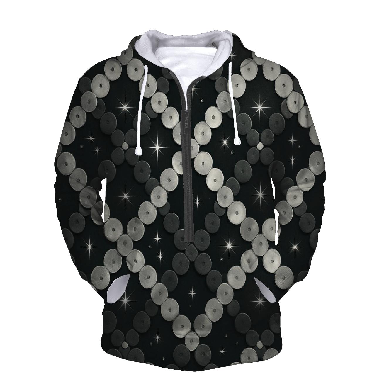 Silver Charcoal Sequin Lattice premium hoodies