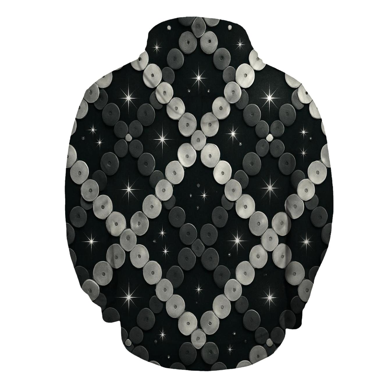 Silver Charcoal Sequin Lattice premium hoodies
