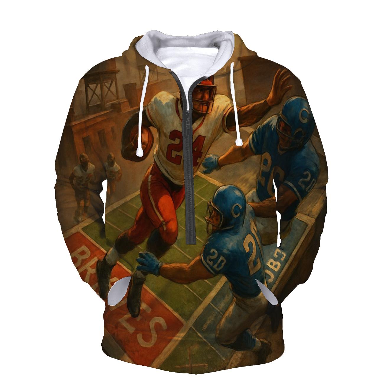 Rooftop End Zone Clash graphic hoodies