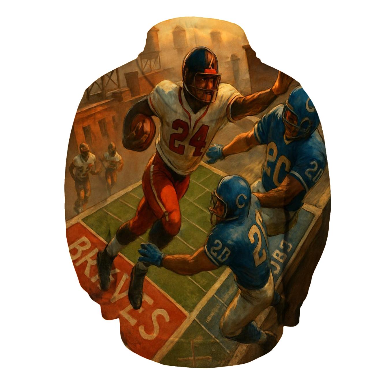 Rooftop End Zone Clash graphic hoodies