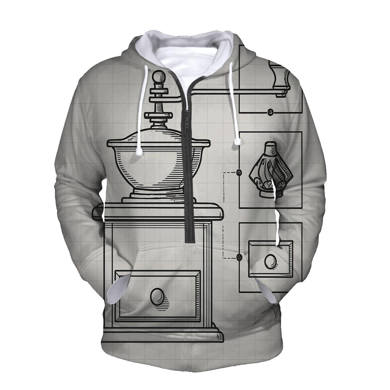 Vintage Grinder Blueprint lightweight hoodies
