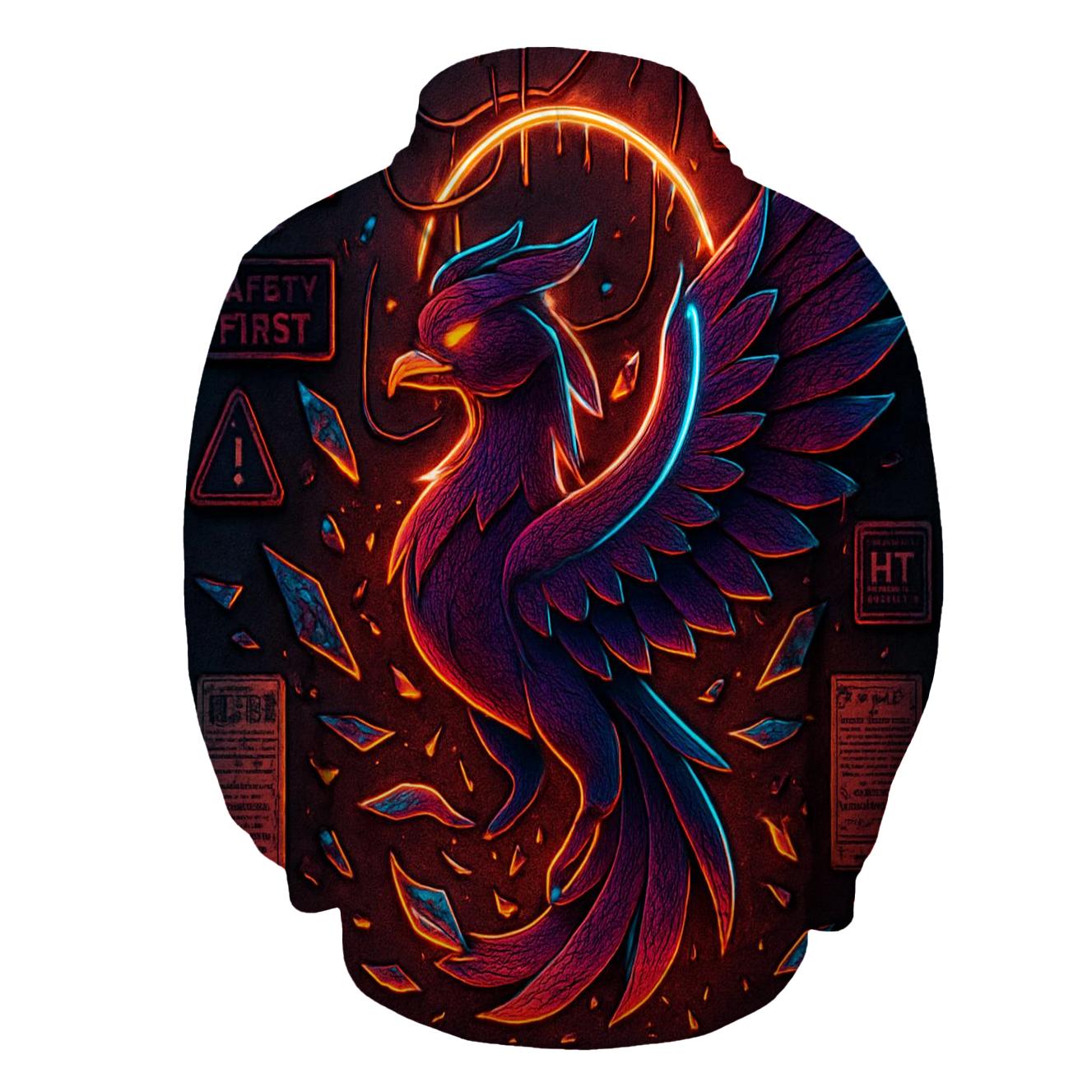 Neon Taxidermy Phoenix designer hoodies