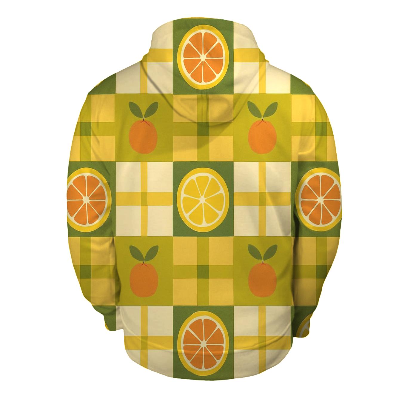 Retro Kitchen Citrus Plaid heavyweight hoodies