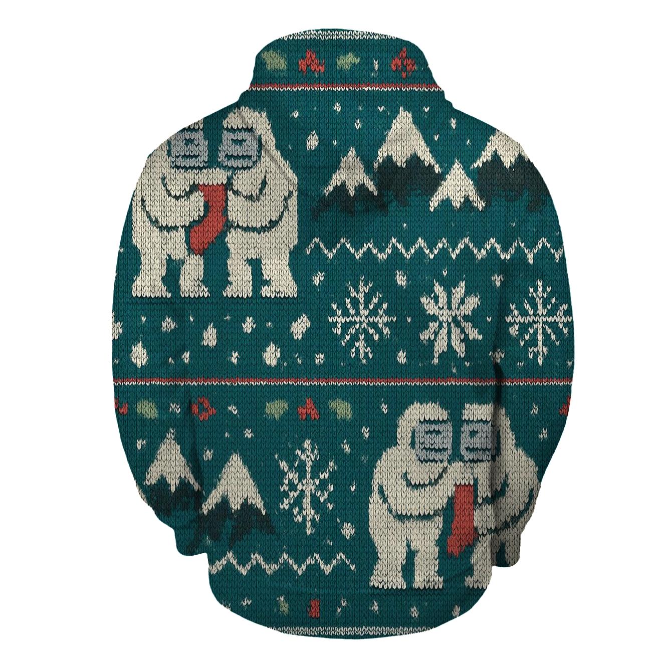 Holly Jolly Yeti Mountain Bands Design embroidered hoodies