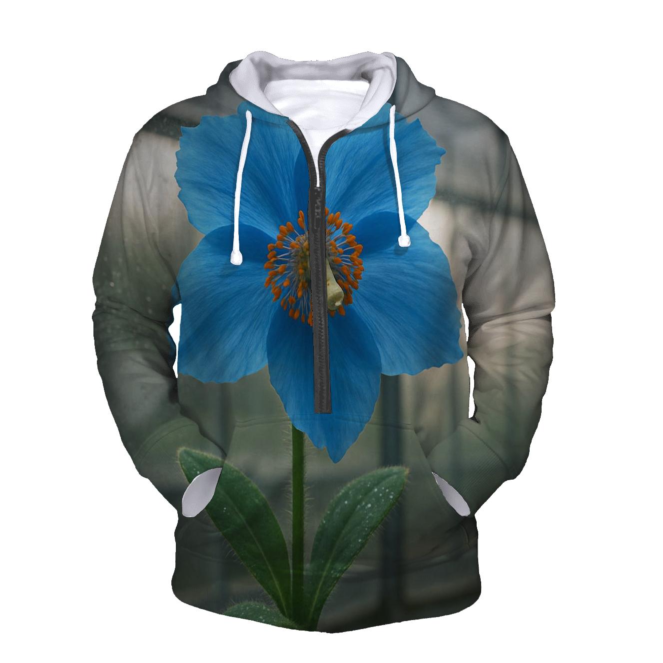 Blue Poppy Study In A Botanical Glasshouse designer hoodies