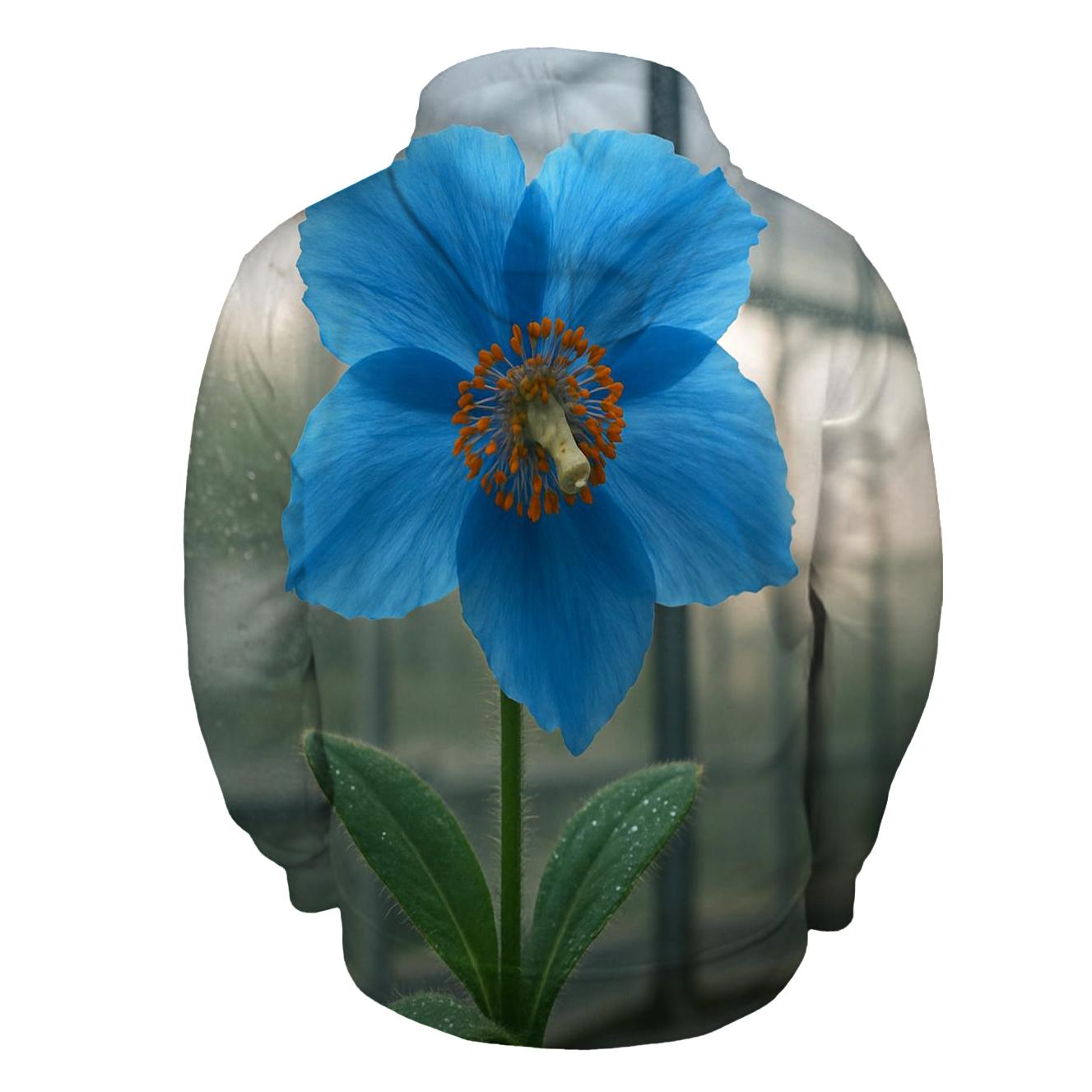 Blue Poppy Study In A Botanical Glasshouse designer hoodies