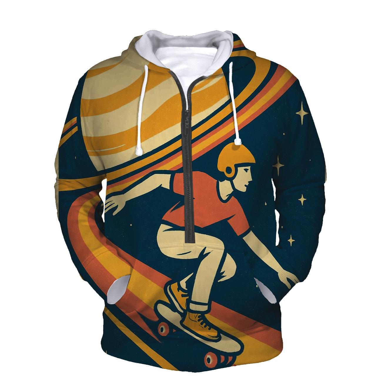 Retro Futurist Saturn Skate Poster hoodie styles