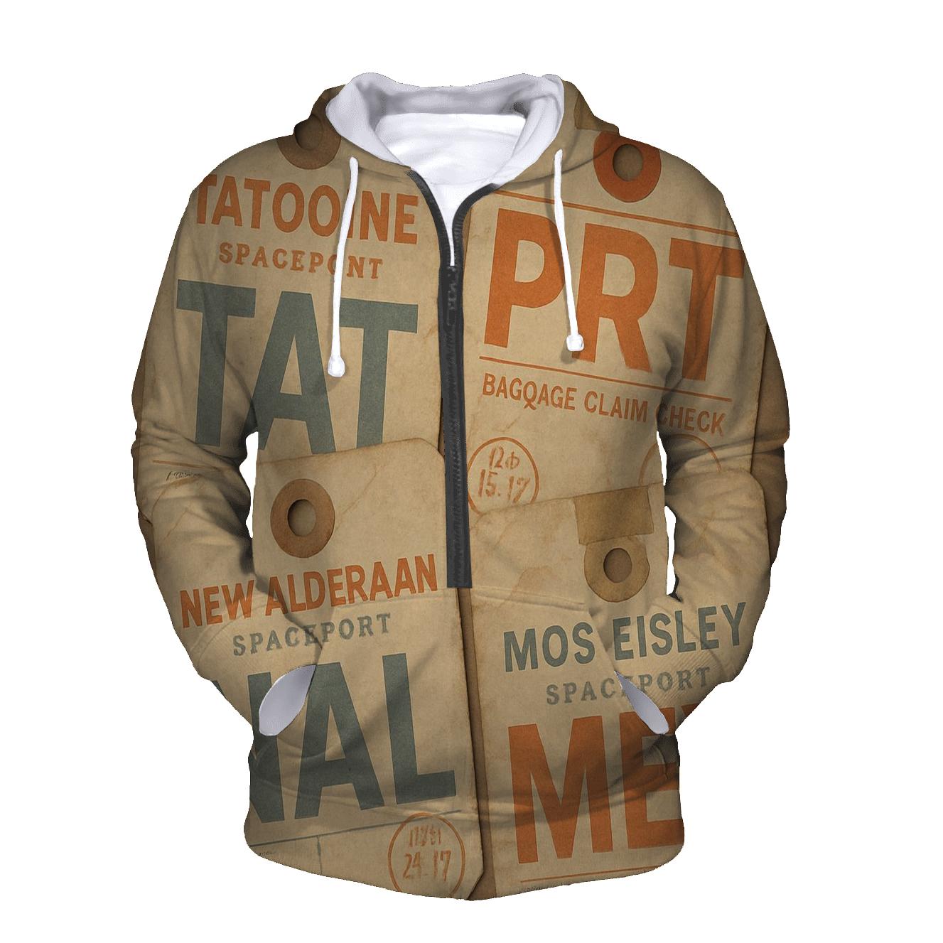 Aged Spaceport Baggage Tag Collection hoodie trends