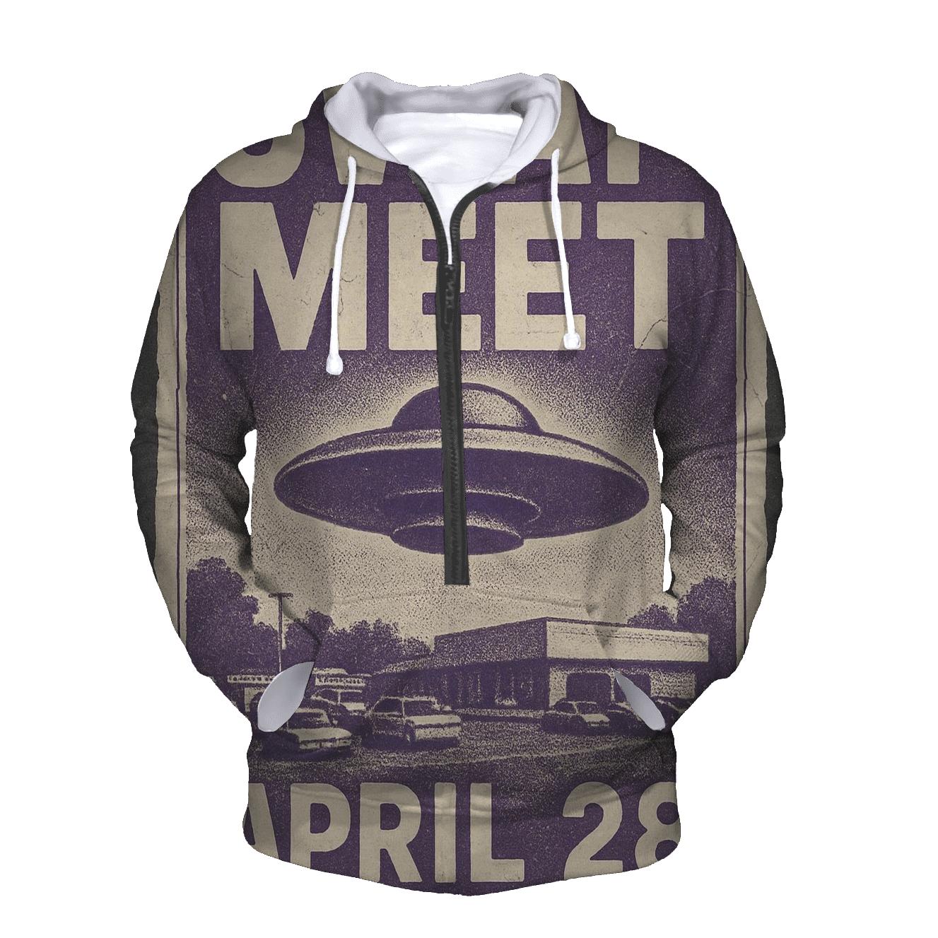 Cracked Ink Retro UFO Swap Meet Poster zip-up hoodies