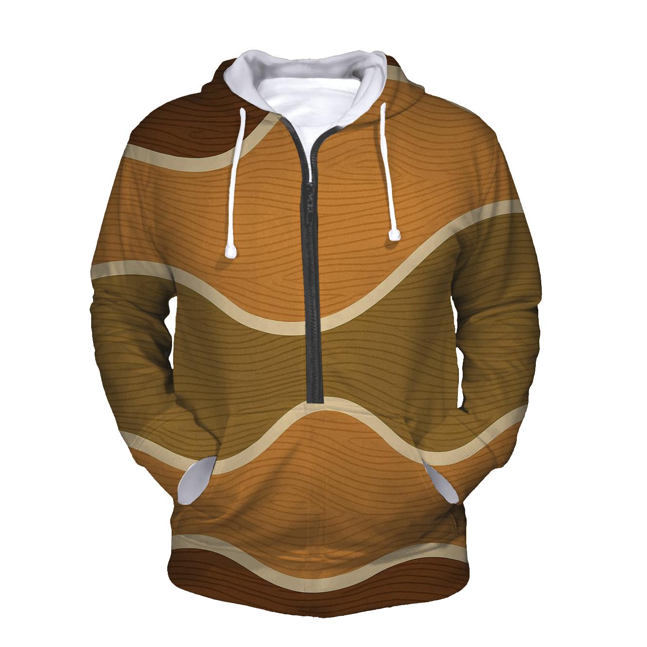 Woodgrain Geometry Wave Bands lightweight hoodies
