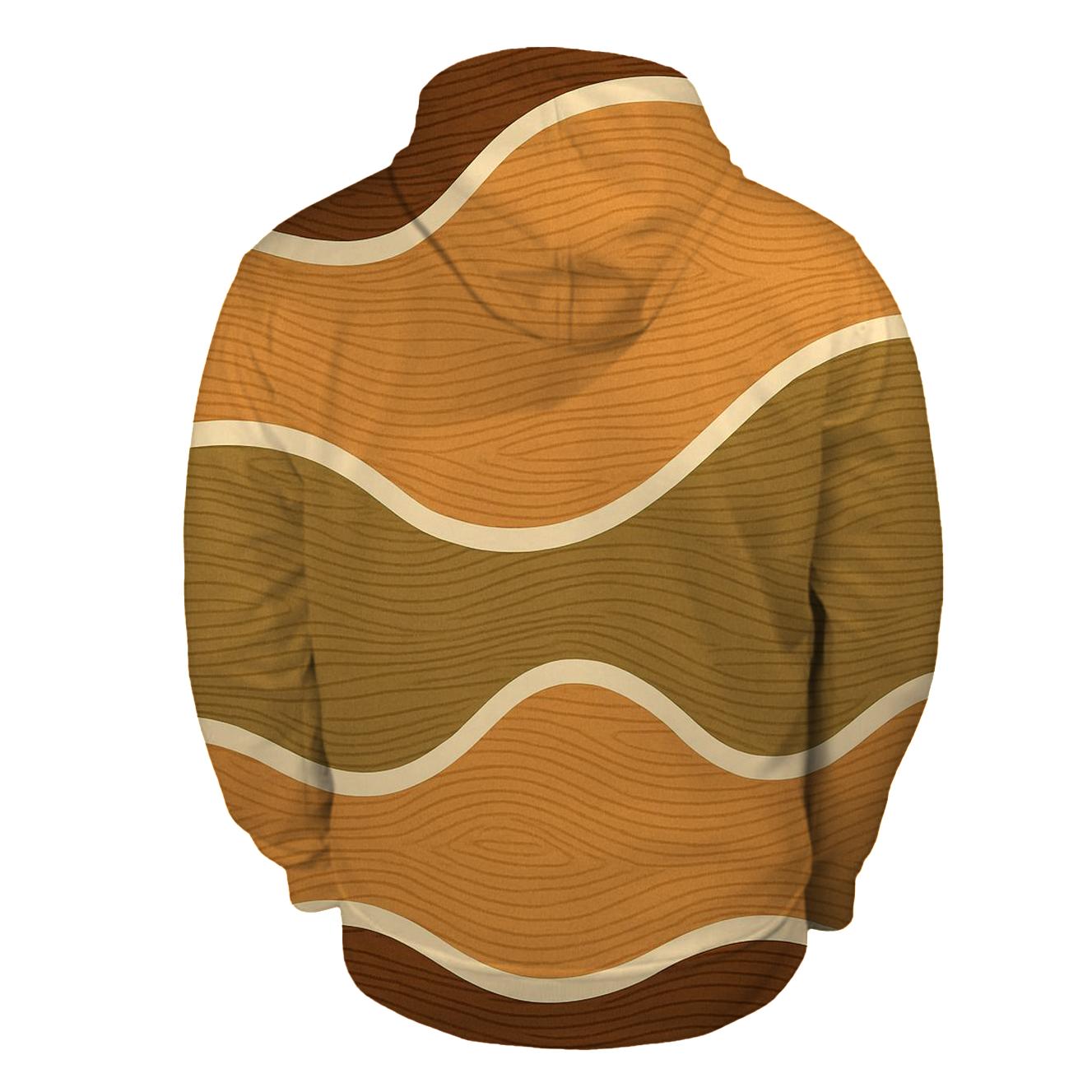Woodgrain Geometry Wave Bands lightweight hoodies