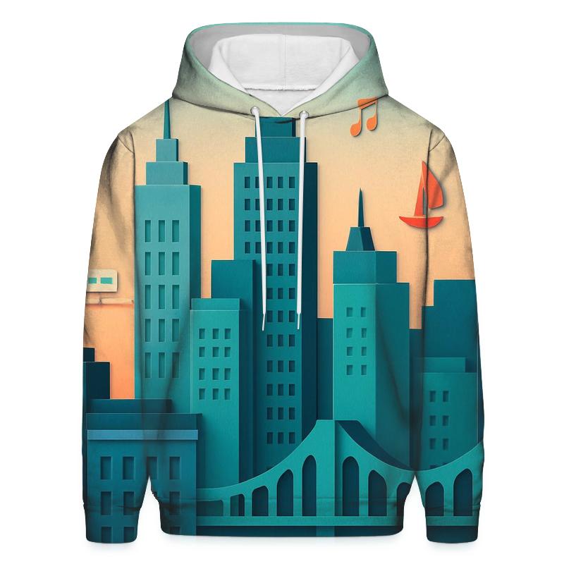 Prismatic Paper Cut Cityscape hoodie designs