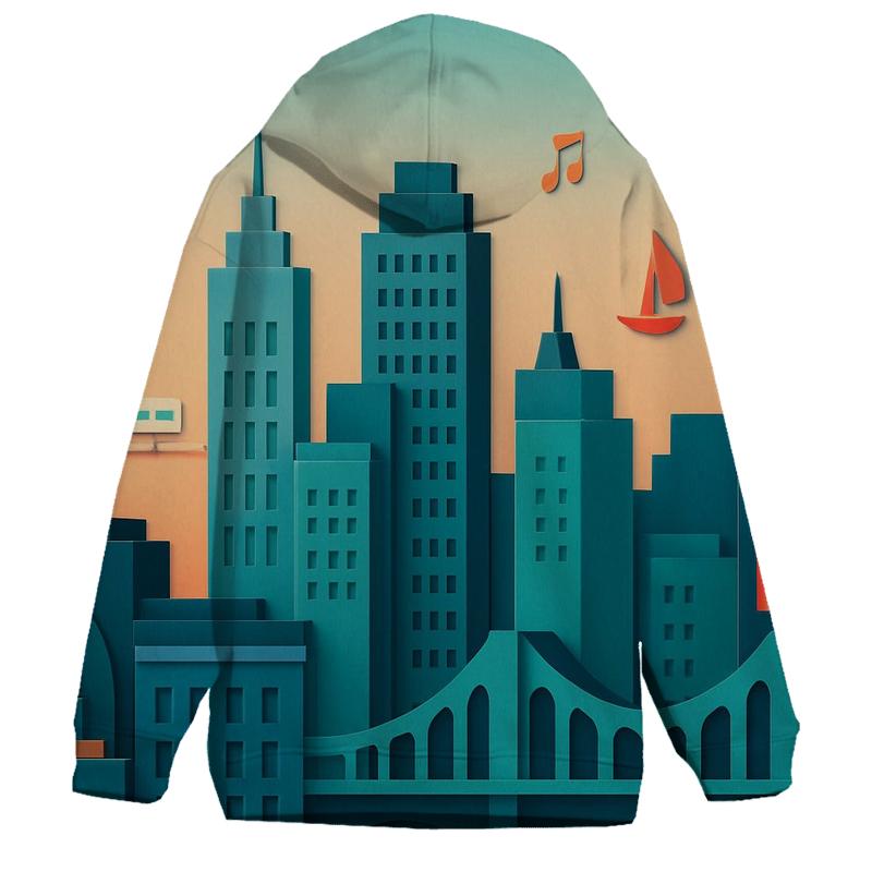 Prismatic Paper Cut Cityscape hoodie designs